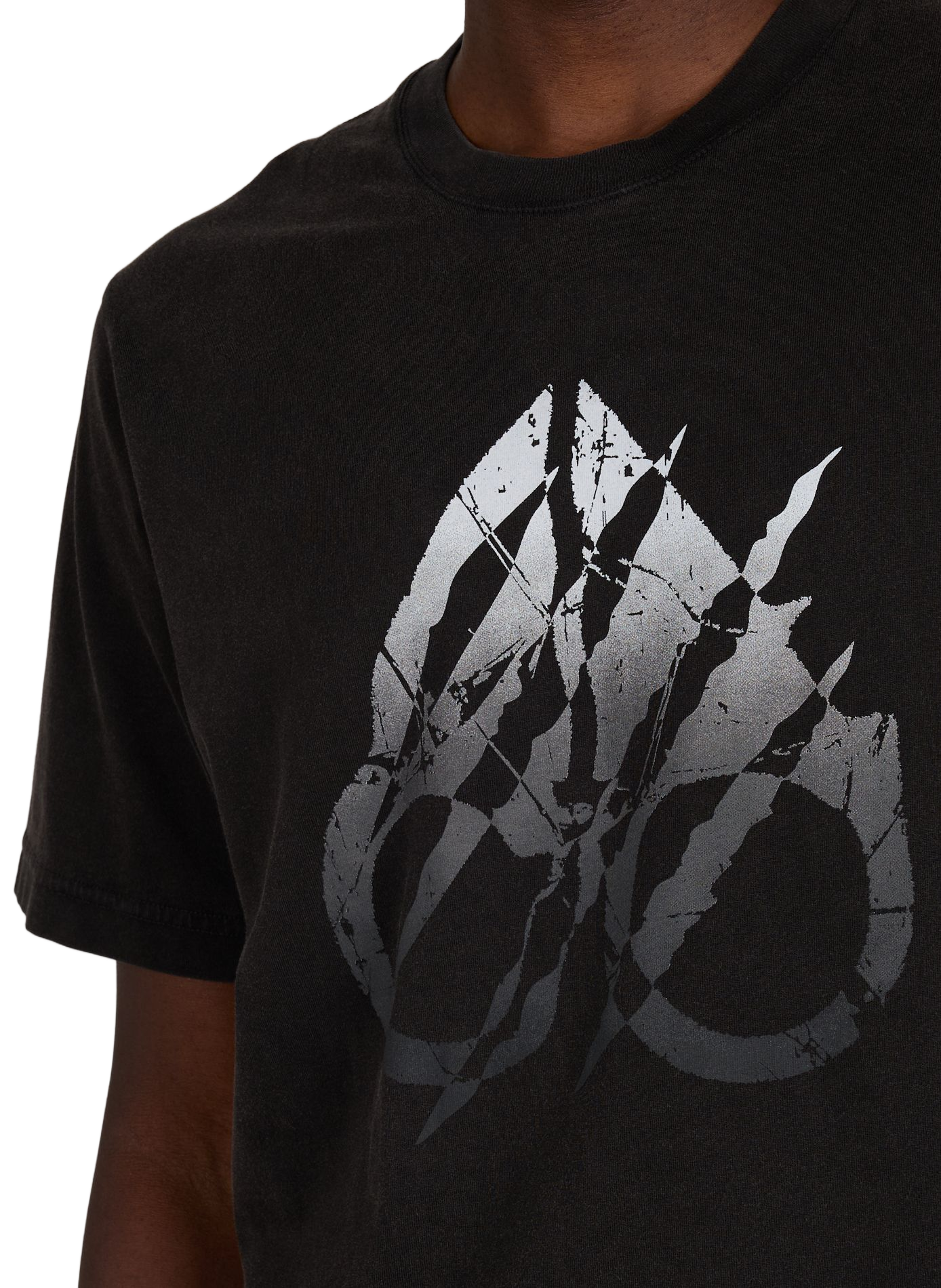 Oversized round neck cotton screen-printed t-shirt MOOSE KNUCKLES Black