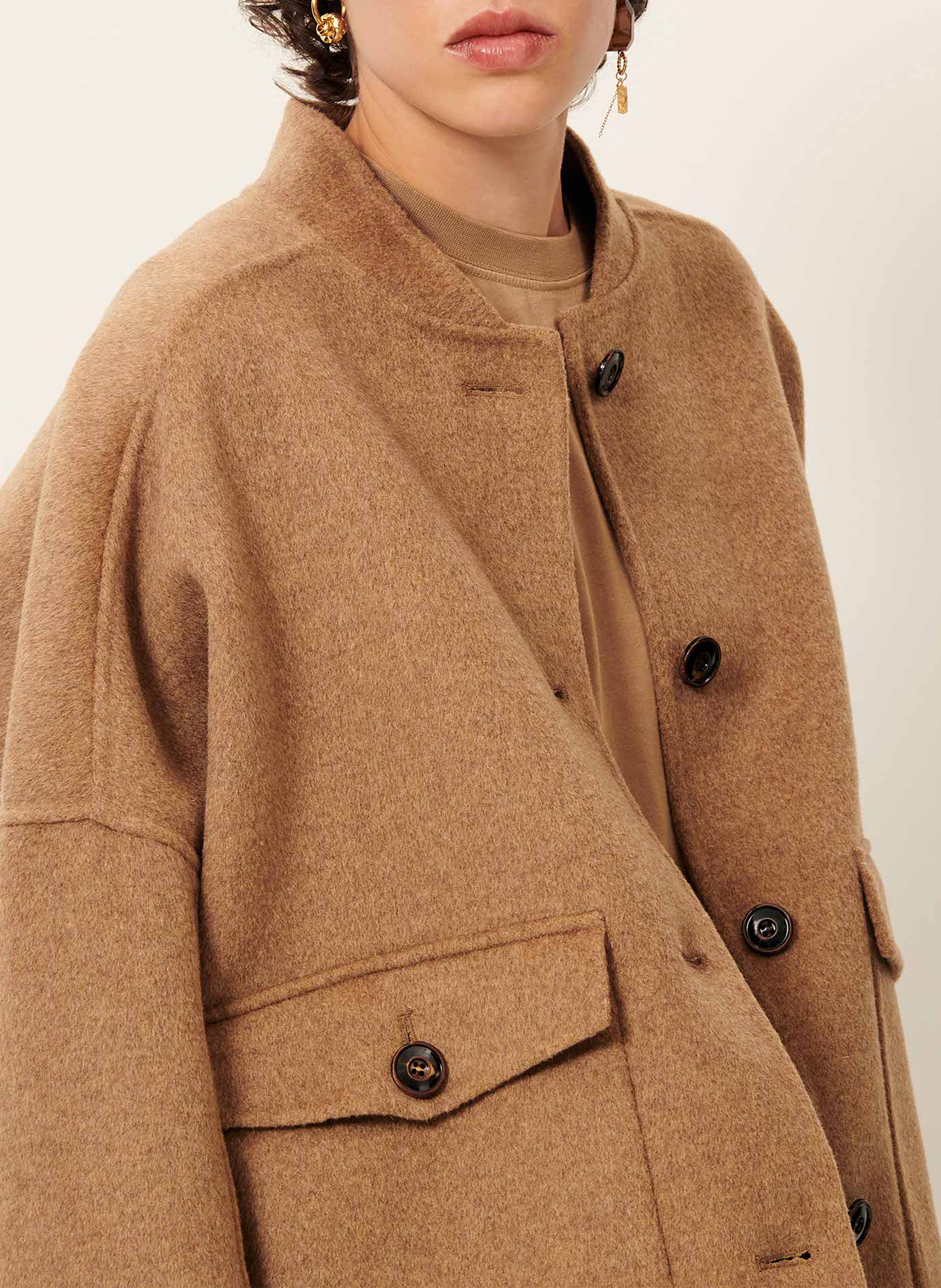 Veste droite en laine mélangée yalespring SESSUN Beige