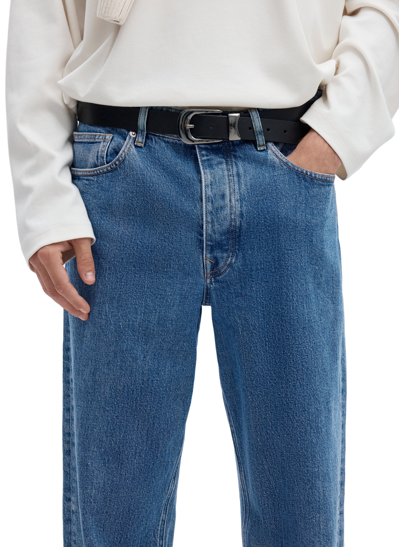 Rechte jeans van gemengd katoen SELECTED Blauw