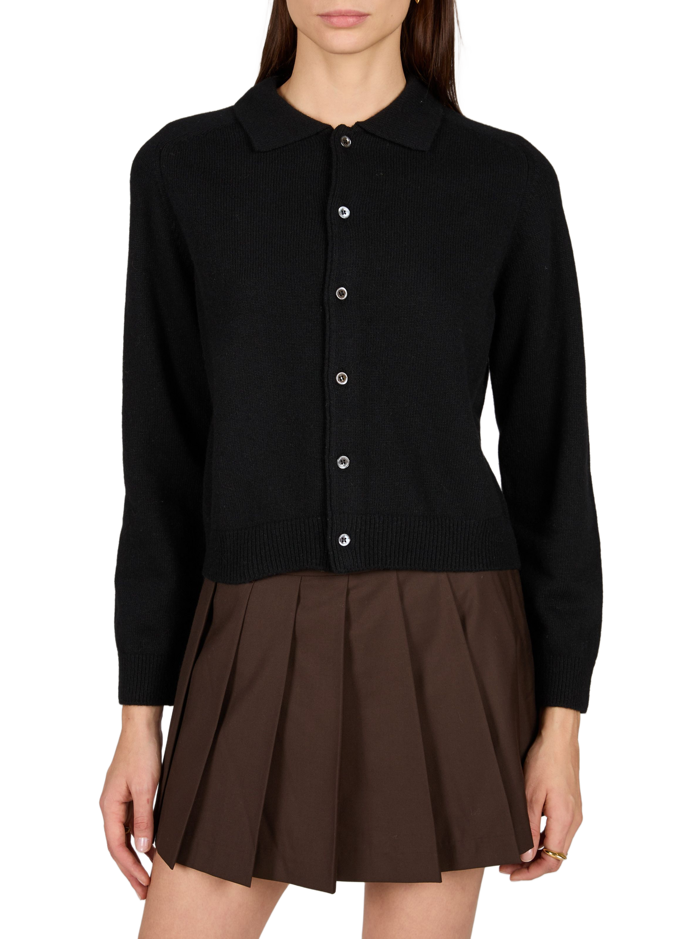 Cardigan ample col classique boutonné DUNST Noir