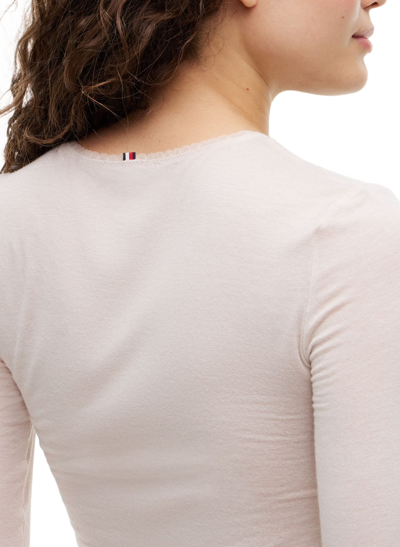 Fitted long-sleeved T-shirt TOMMY HILFIGER Beige