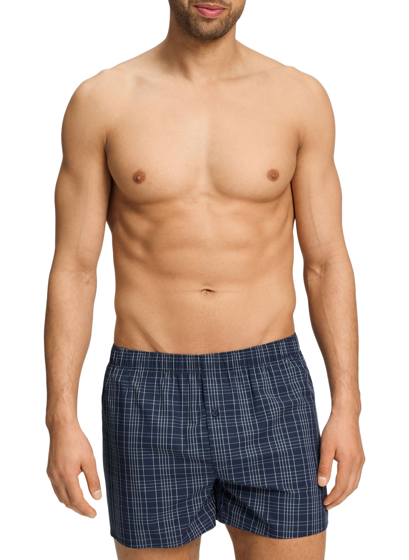 Bedrukte katoenen boxershort | Blauw HANRO Heren