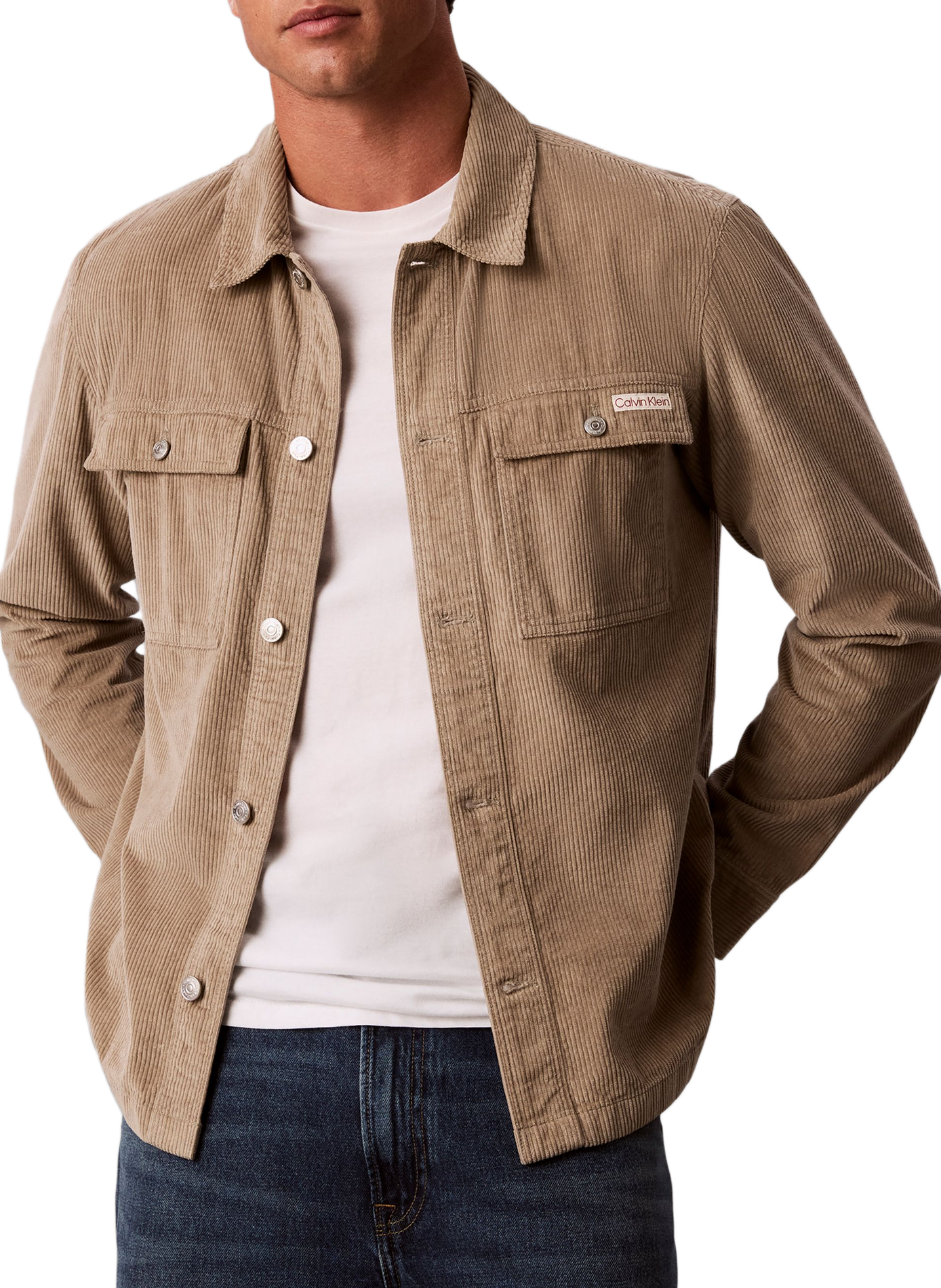 Straight cotton corduroy shirt CALVIN KLEIN Beige