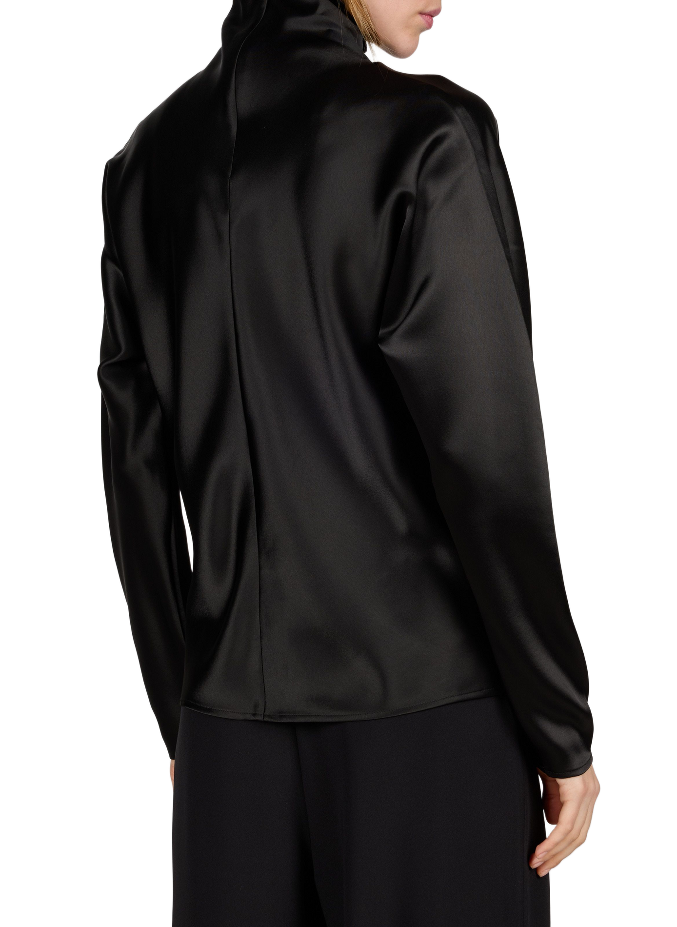 High-neck satin blouse ALMADA Black