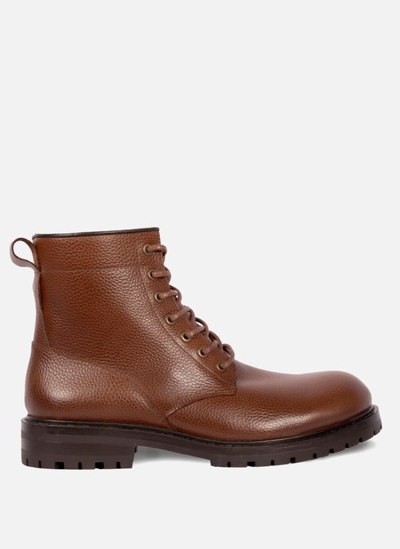 Ranger boots crantées cuir grainé Marron by JULES & JENN JULES & JENN Ranger boots crantées cuir grainé Marron