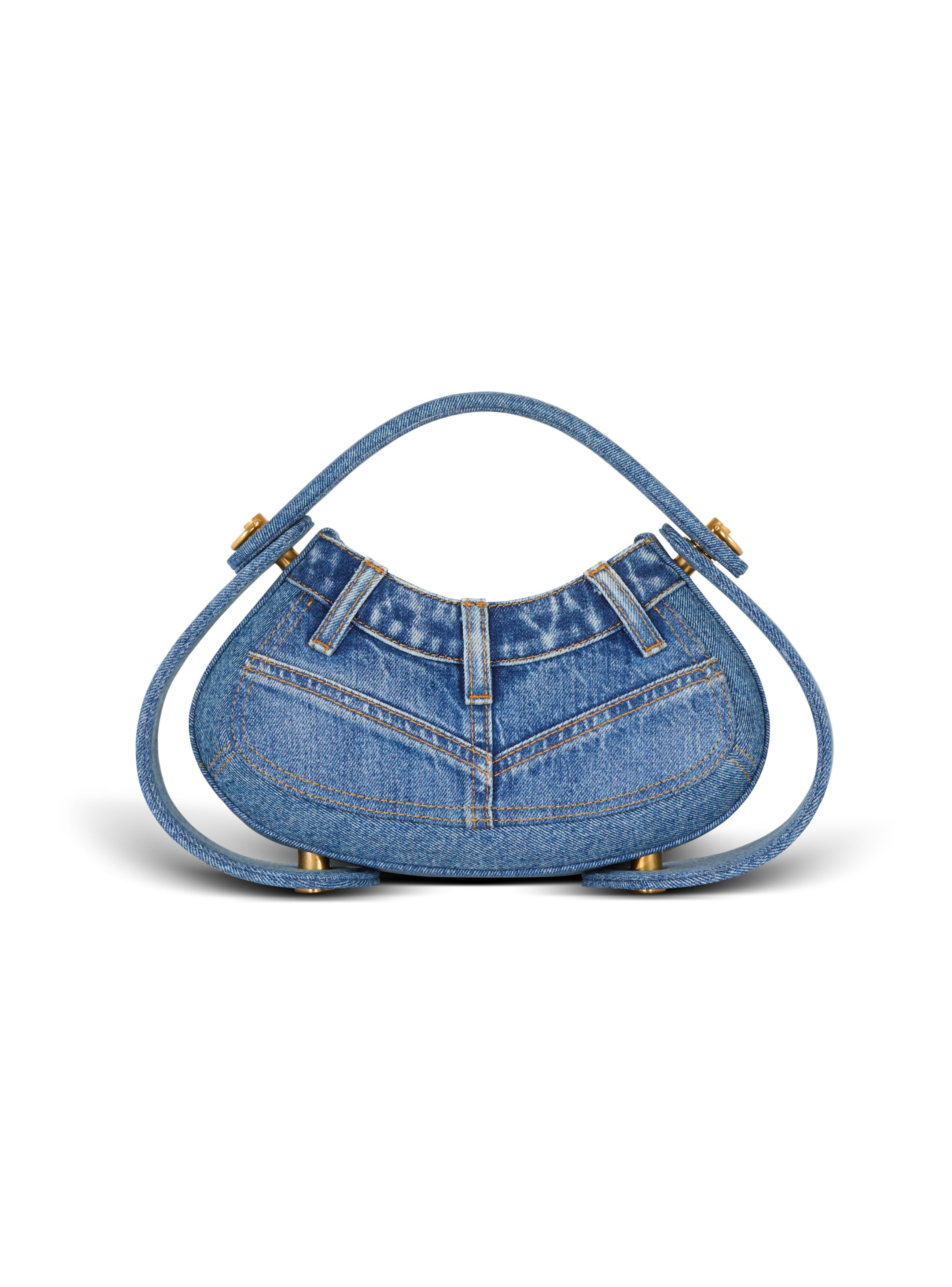 Sac jolie madame medium en denim BALMAIN Bleu