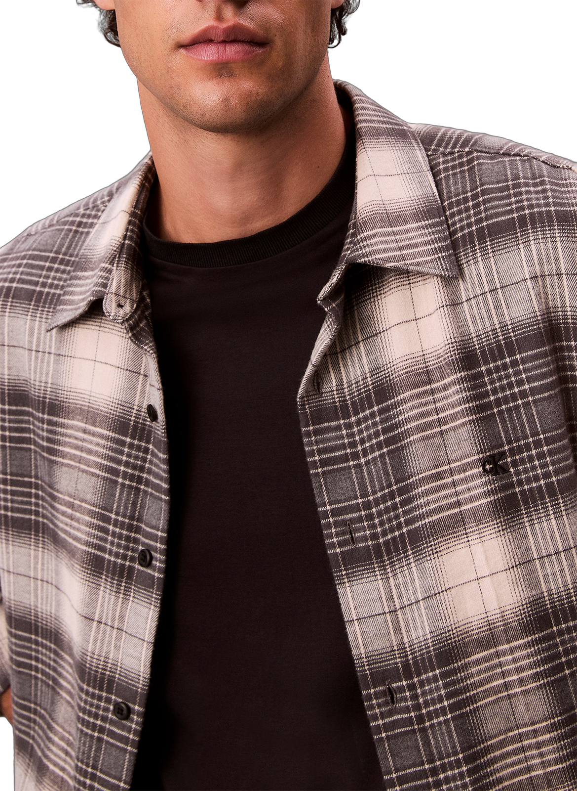 Chemise à carreaux en coton CALVIN KLEIN Noir