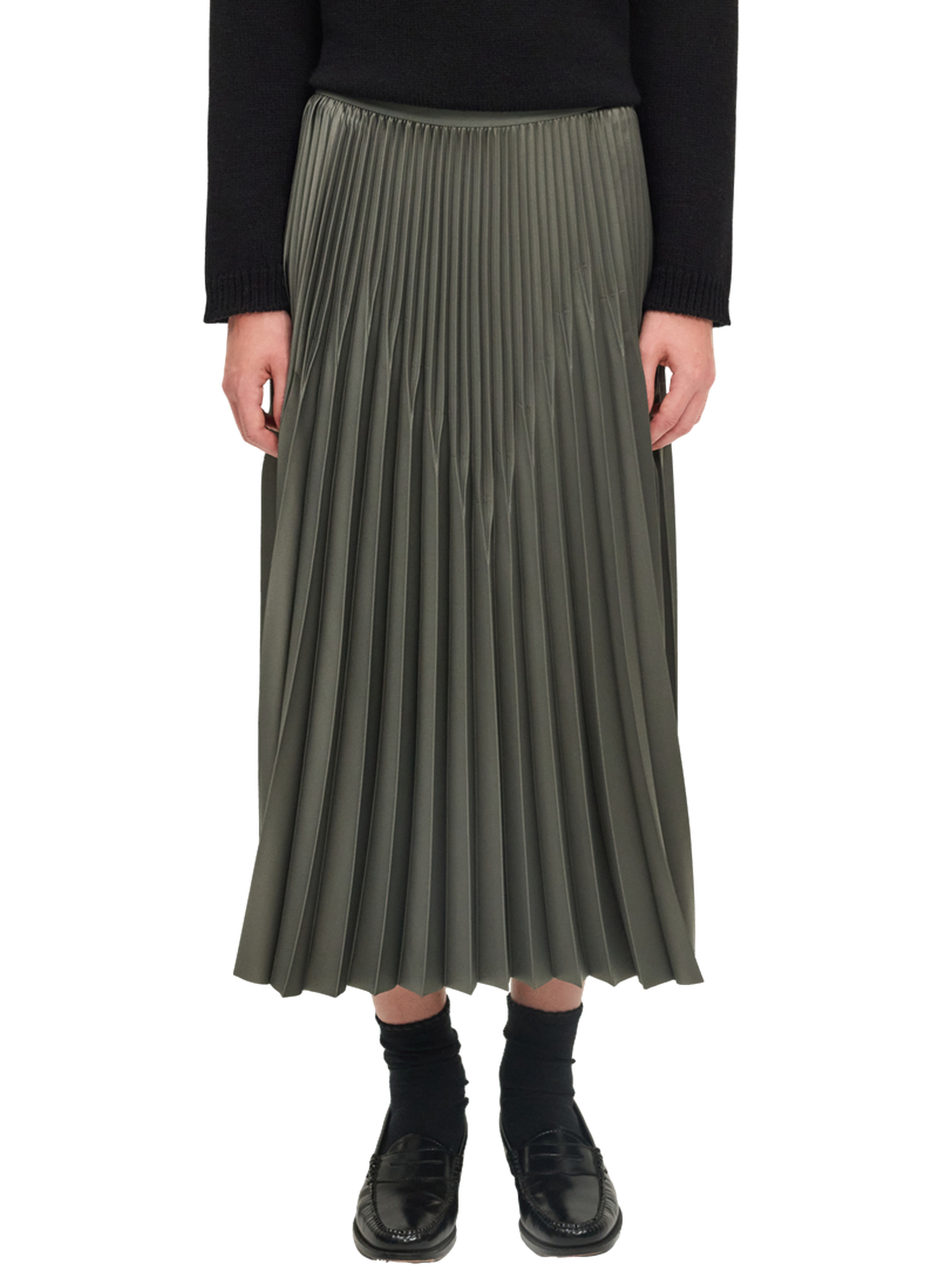 Jupe midi satinée plissée - berana PABLO Vert