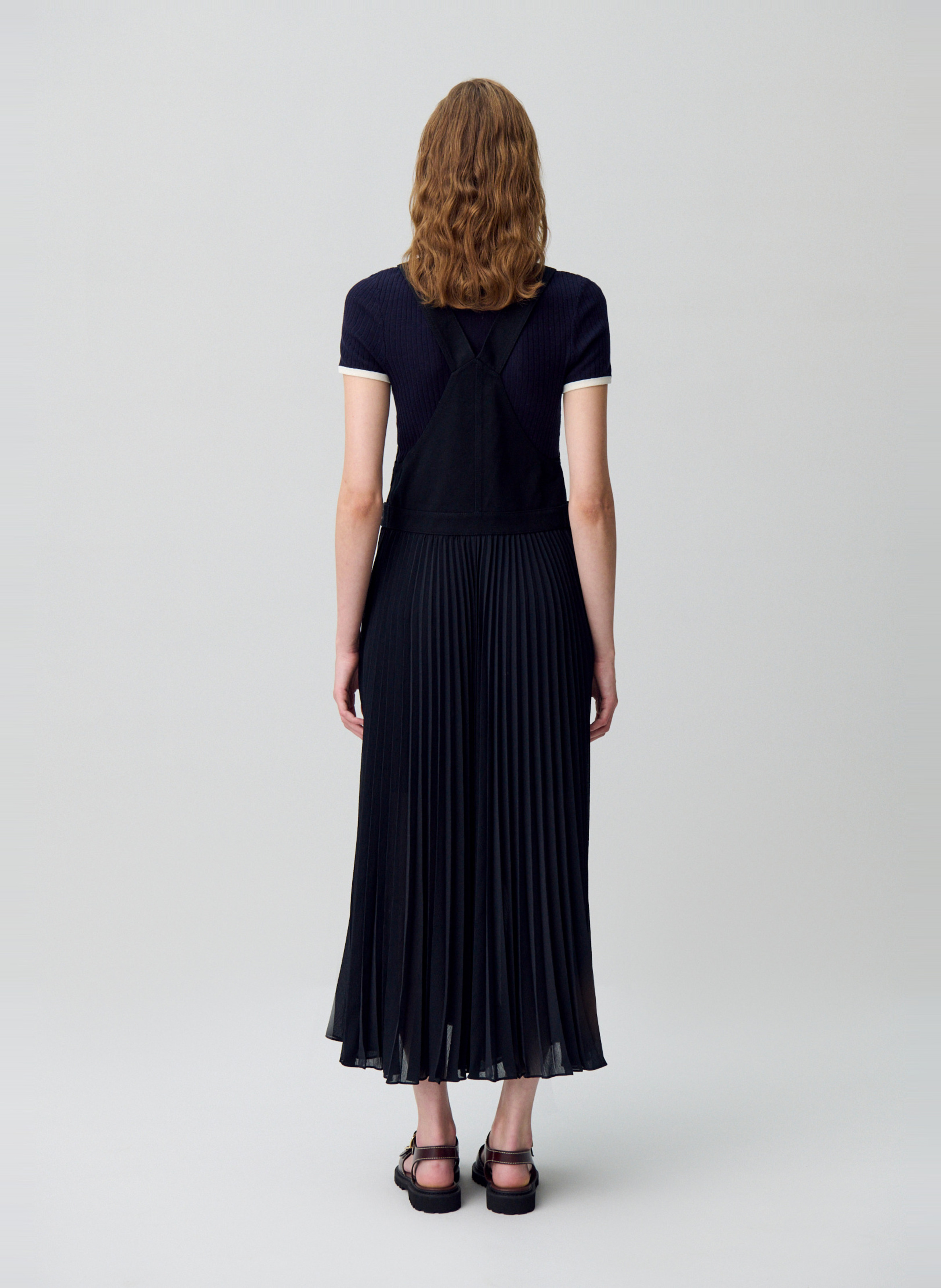 Robe longue plissée Noir