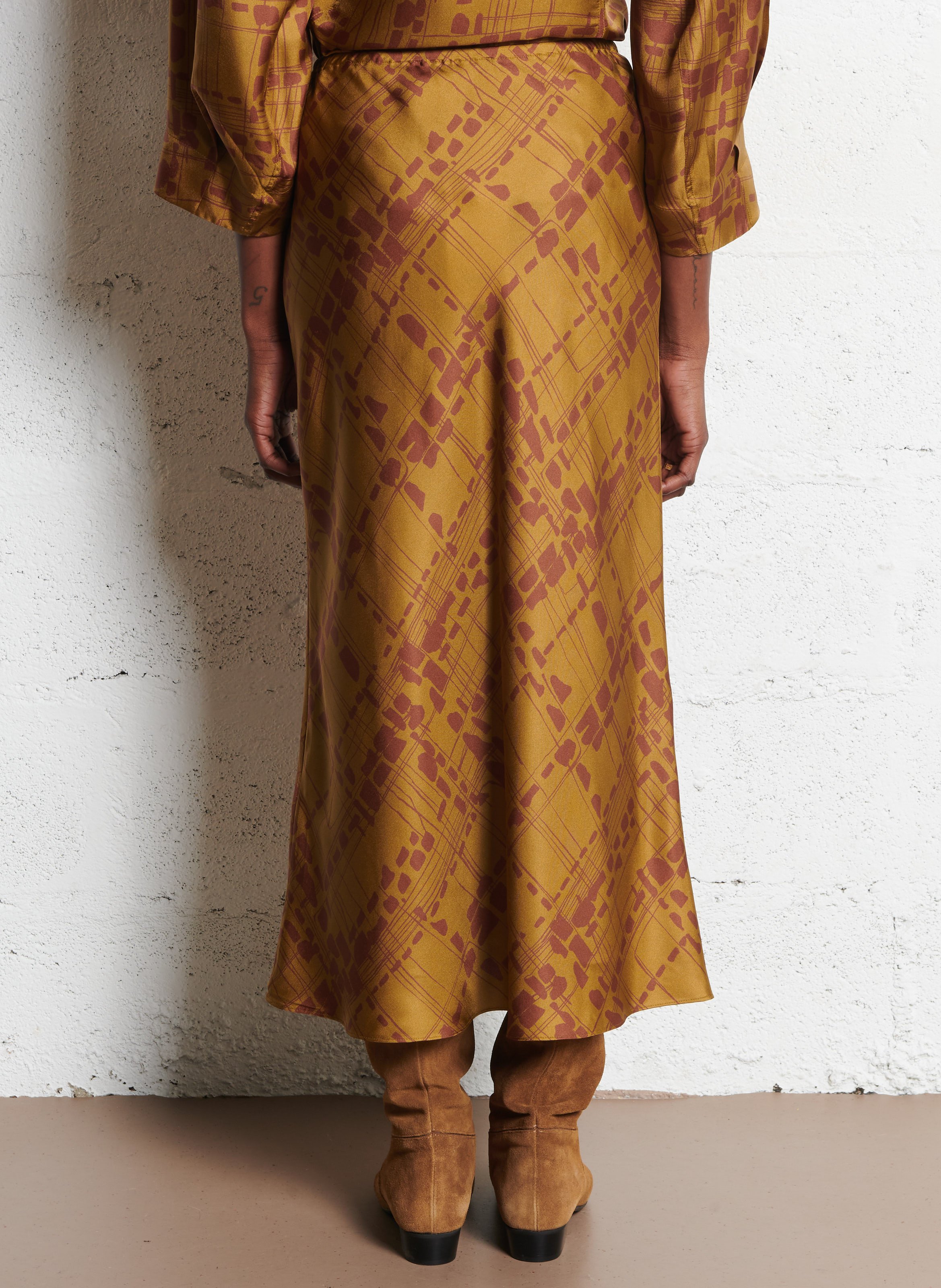 Jupe midi évasée en soie fever SOEUR Multicolore