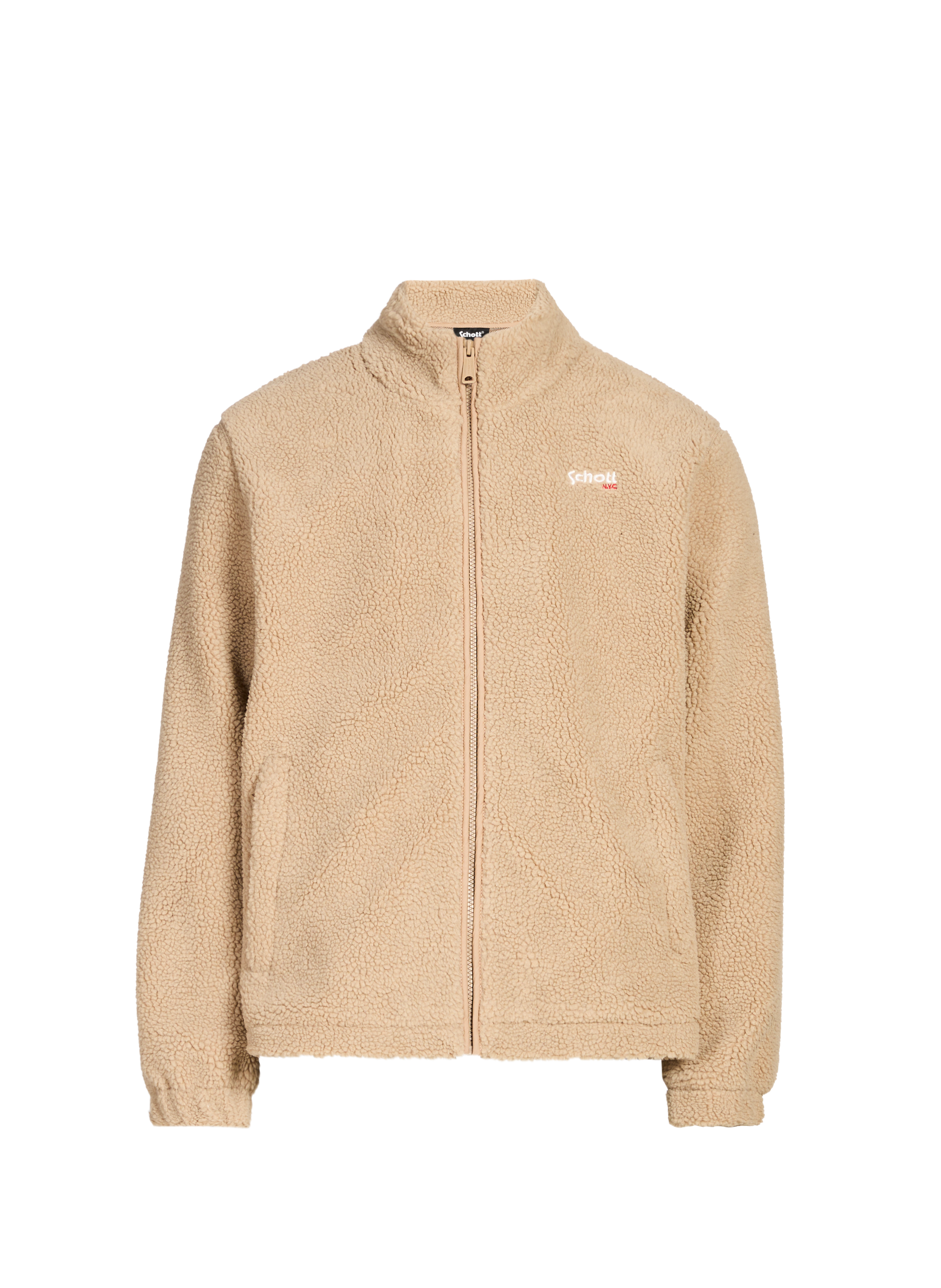 SCHOTT Veste droite polaire à col montant Beige