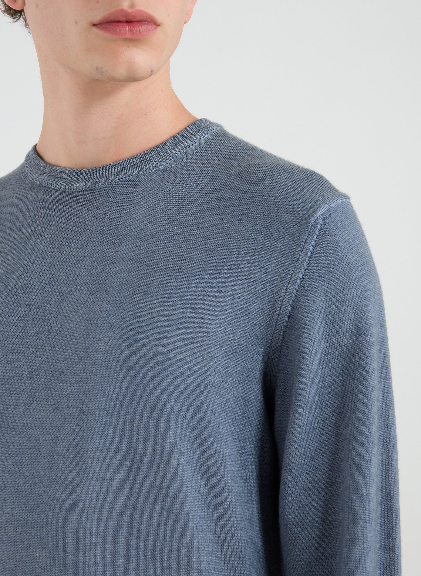 Pull col rond en laine WOOLRICH Bleu