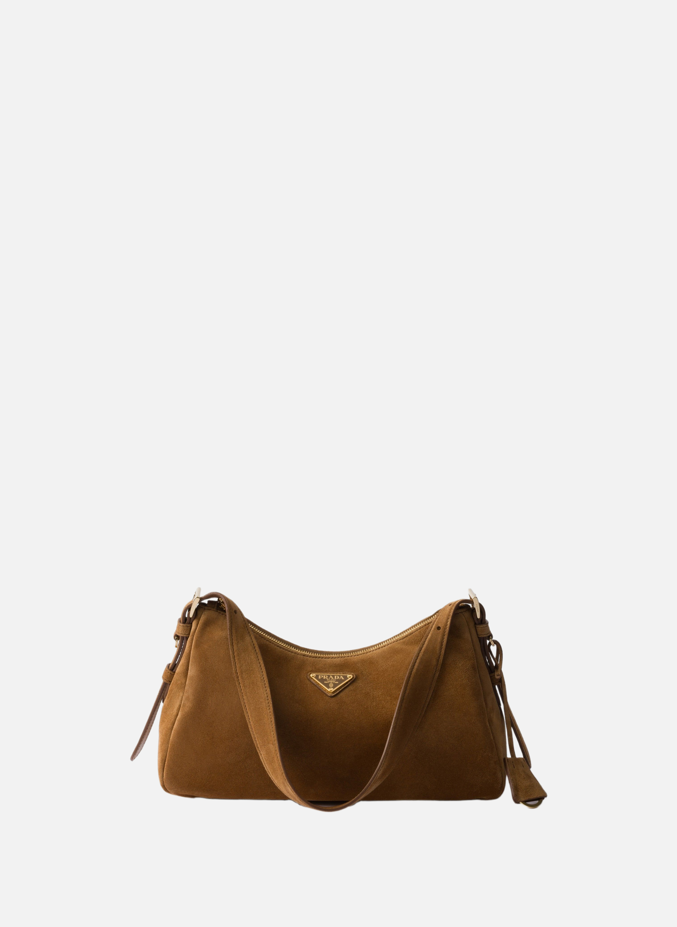 Sac à bandoulière prada aimée en veau velours PRADA Marron