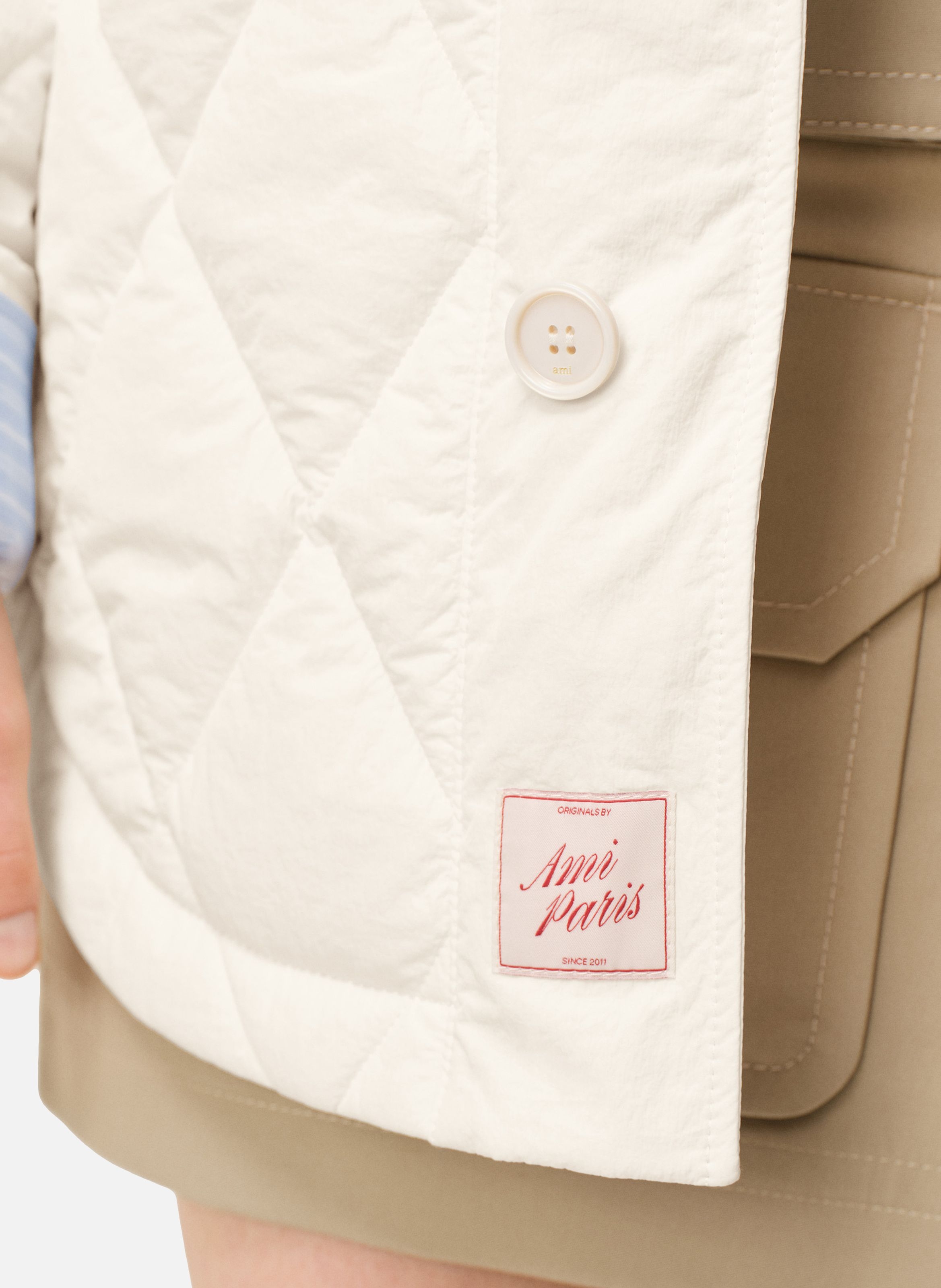 Veste boutonnée rembourrée unisexe en nylon AMI PARIS Blanc