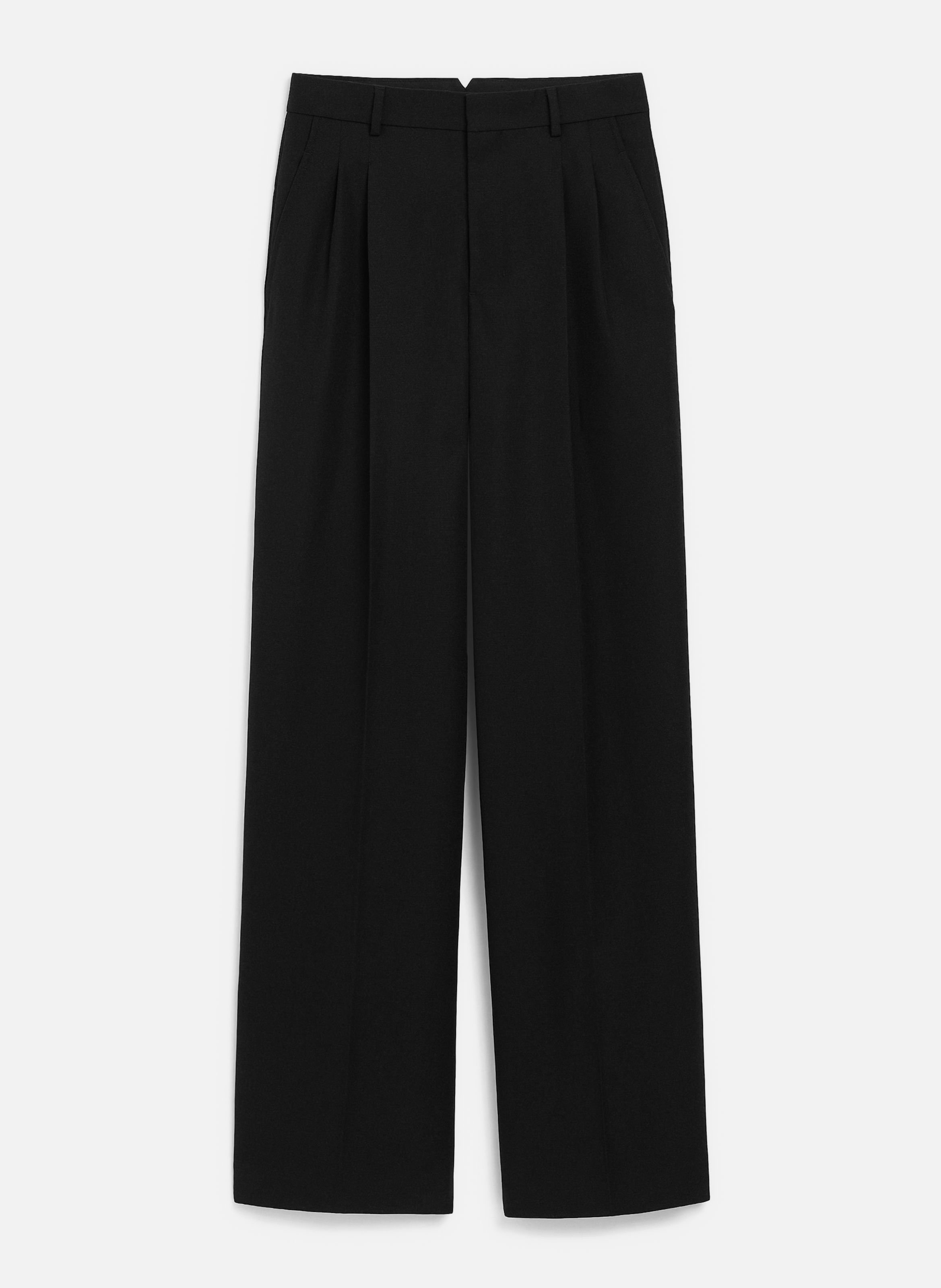 Pantalon large taille basse en laine vierge AMI PARIS Noir