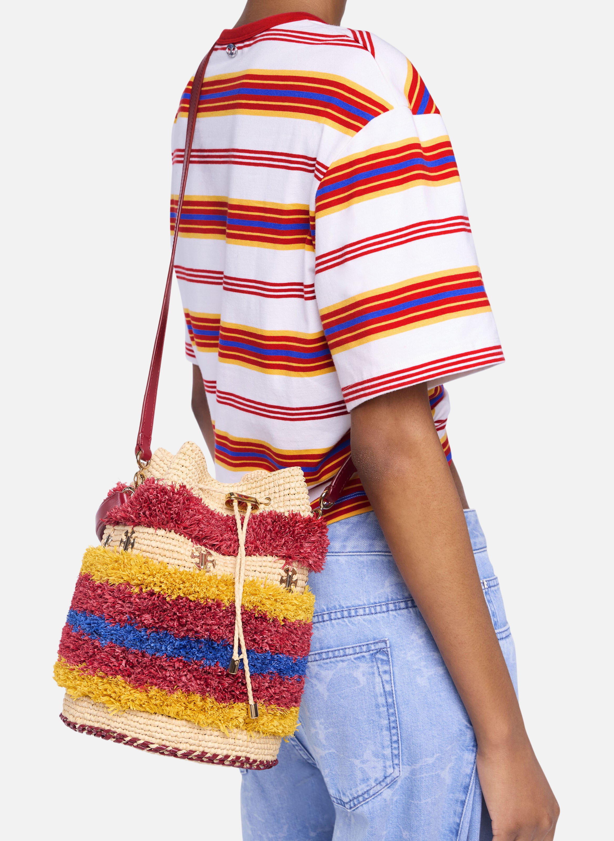 Sac sceau en raphia RABANNE Rouge