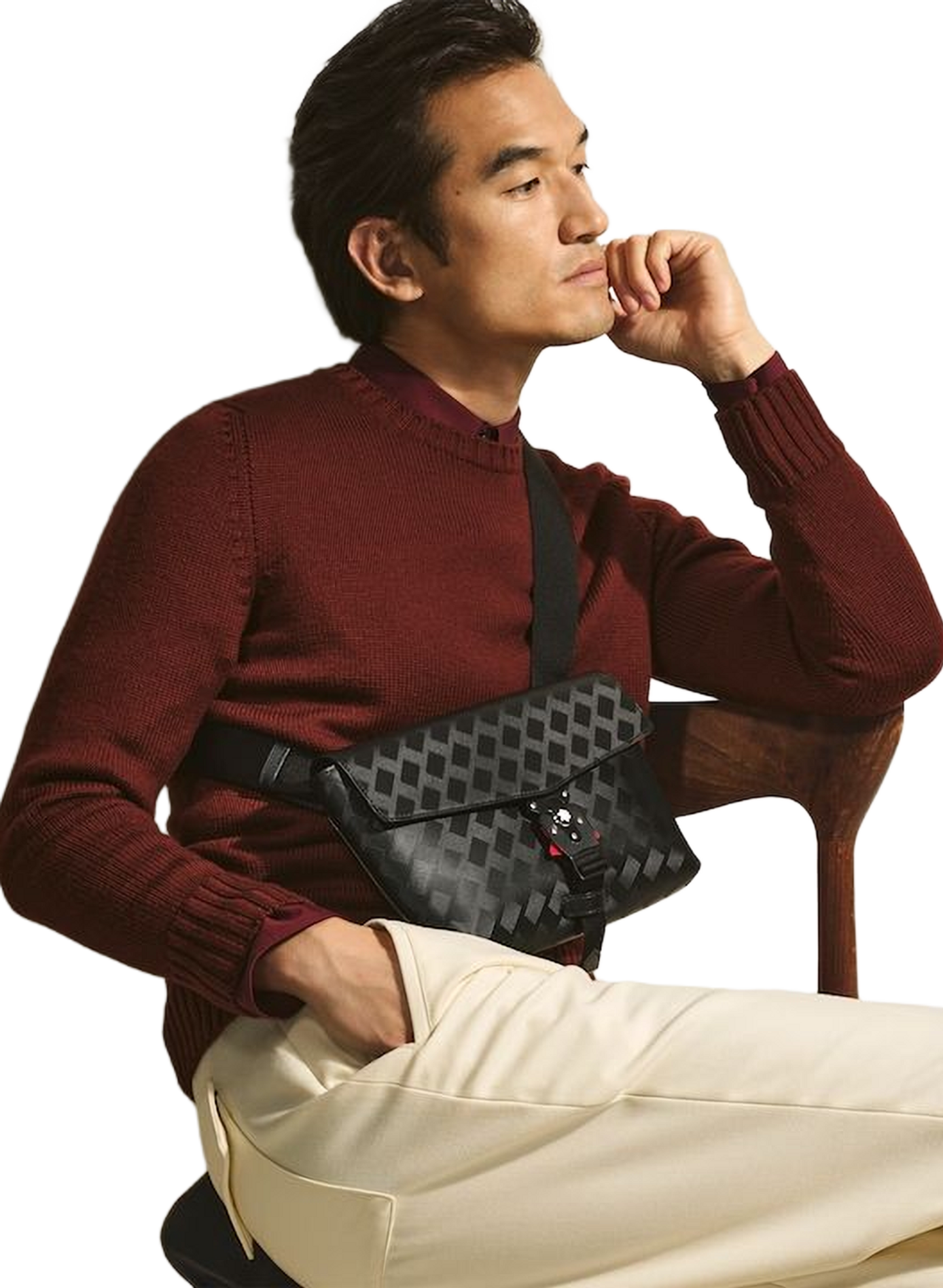 Textured leather shoulder bag MONTBLANC Black