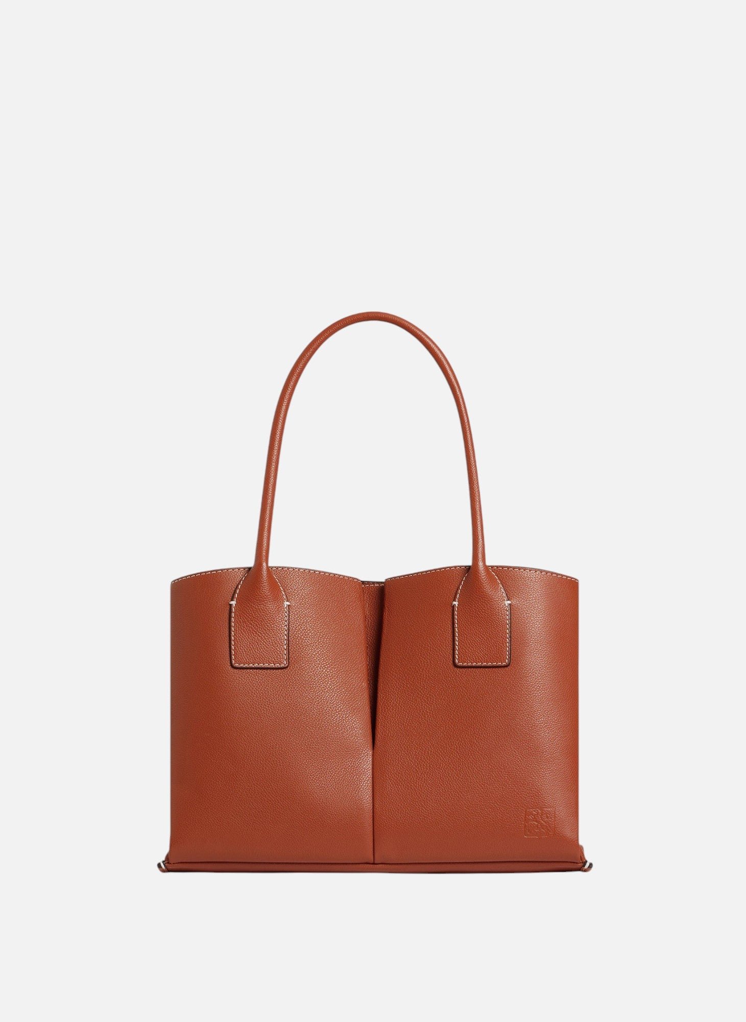 Grand sac cabas elena en cuir grainé LE TANNEUR Marron