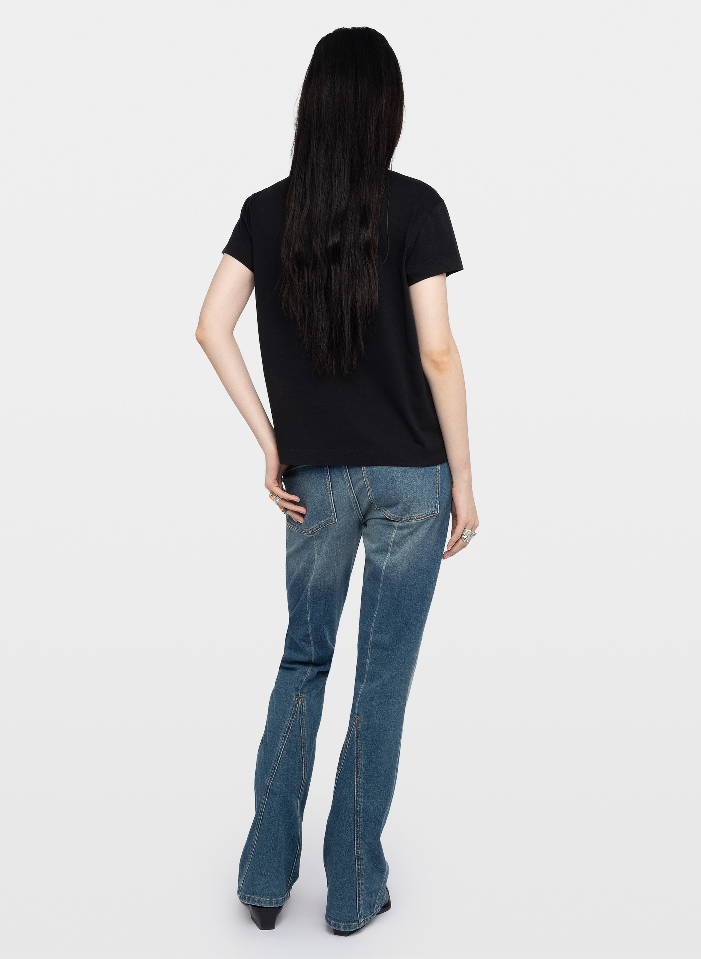 Tee-shirt droit col rond en coton suzan ZADIG&VOLTAIRE Noir