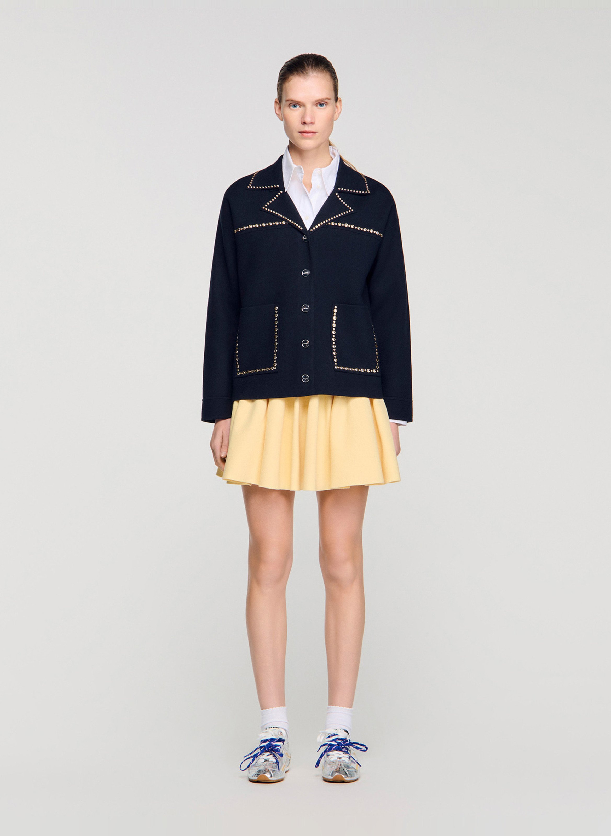 Cardigan oversize col tailleur SANDRO Bleu