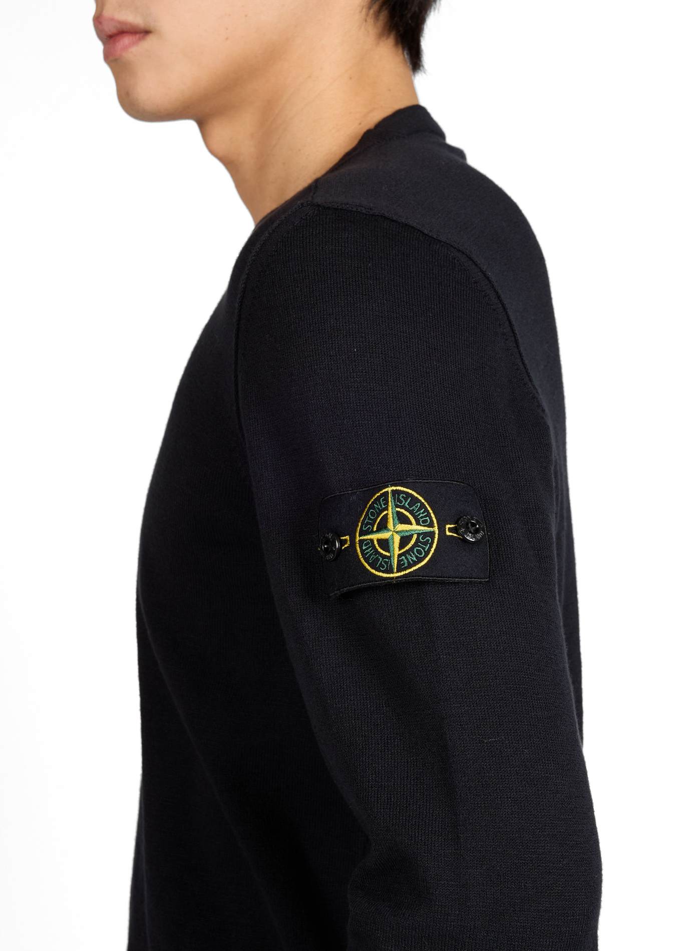 Pullover with round neckline in blended cotton STONE ISLAND Black