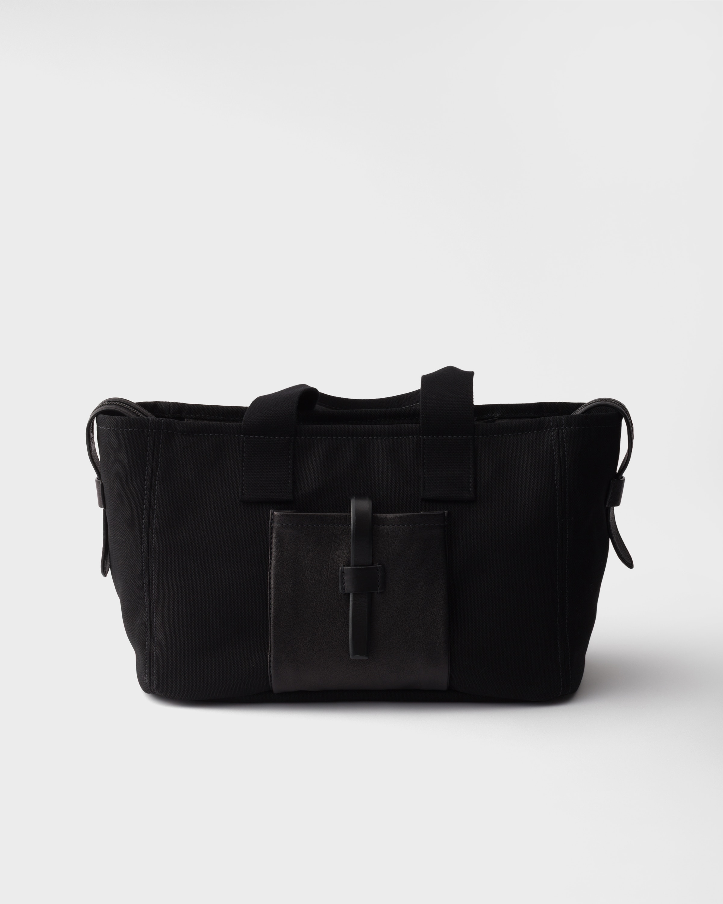 Grands cabas prada route en toile et cuir PRADA Noir