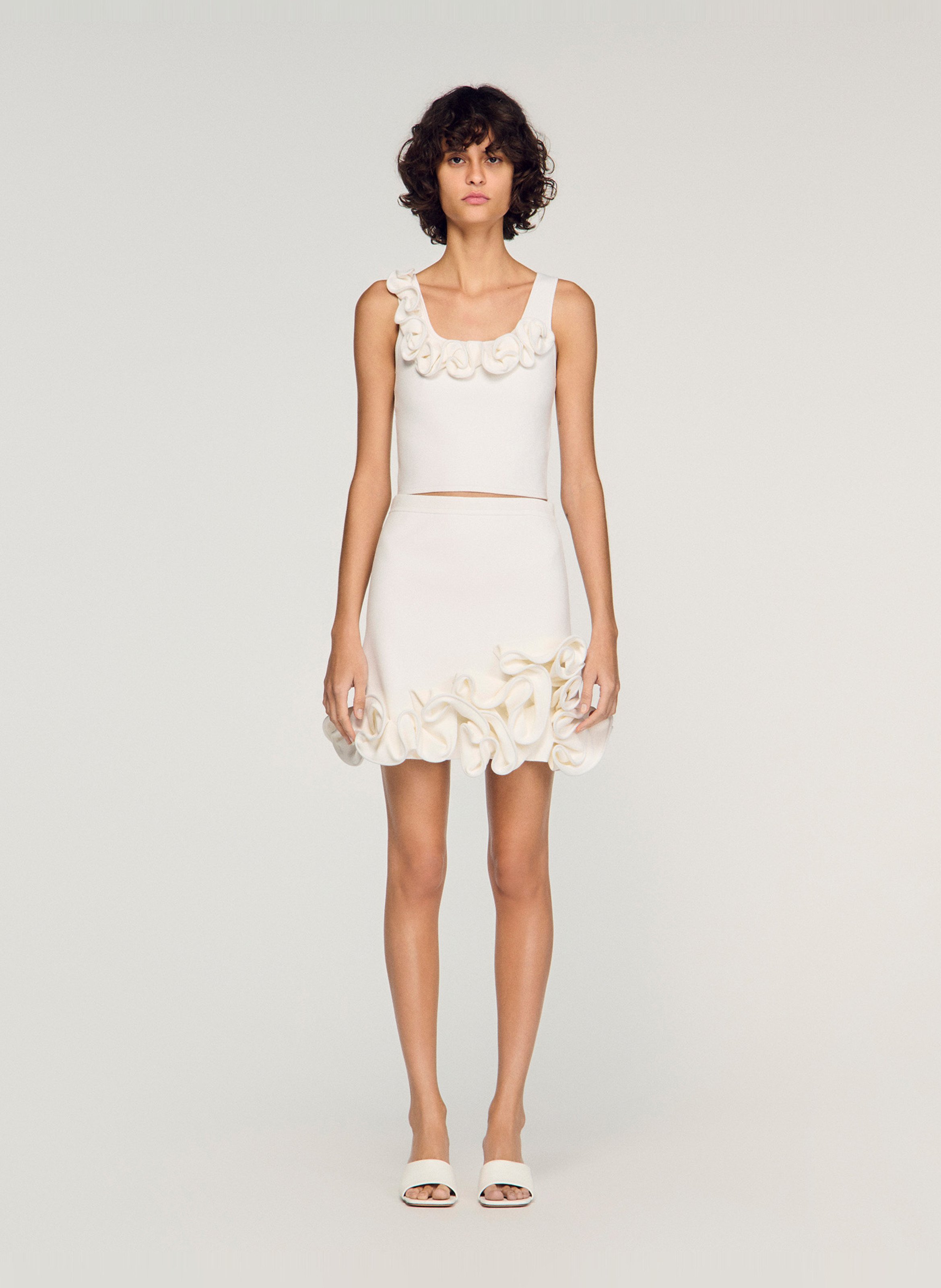 Top court moulant en maille SANDRO Blanc