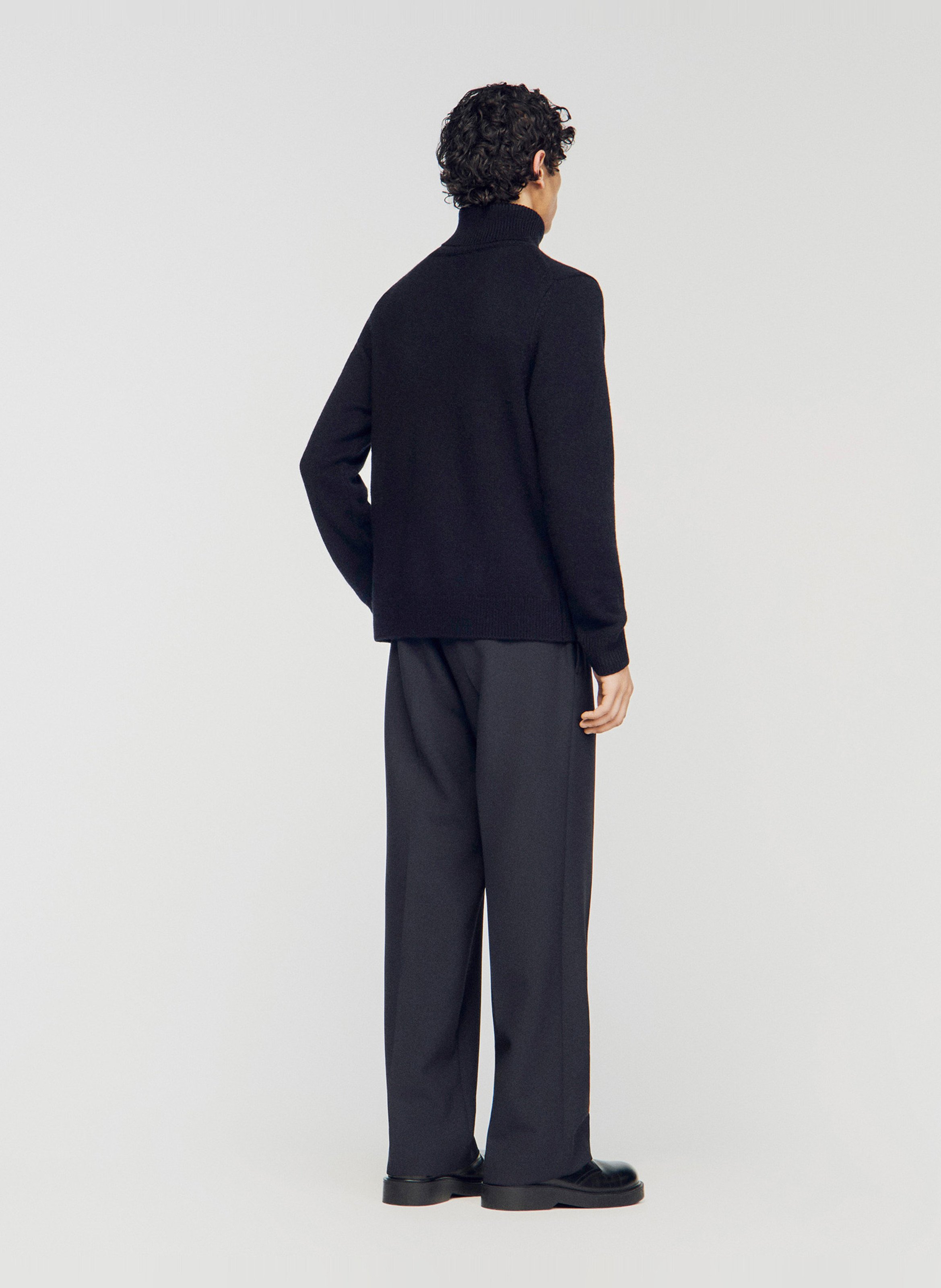 Pull droit col roulé en laine mélangée SANDRO Noir
