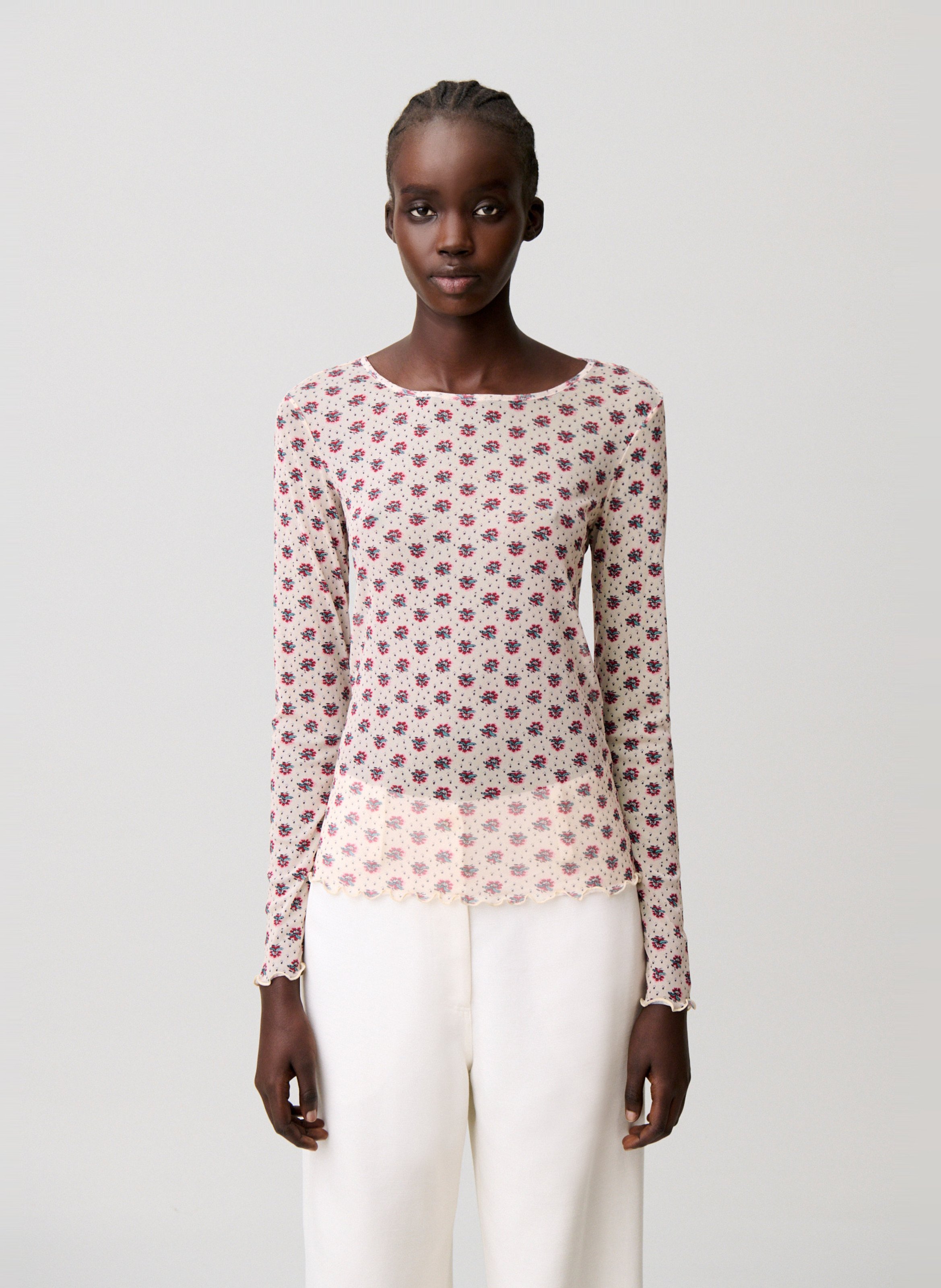 Tee-shirt ajusté en mesh imprimé CLAUDIE PIERLOT Multicolore