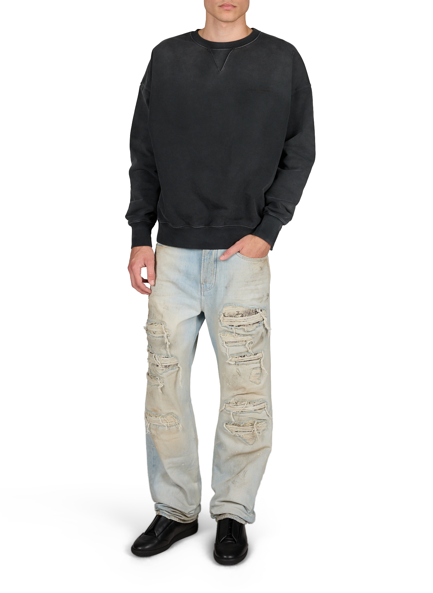 Washed denim jeans with snake inlay in cotton AMIRI Blue