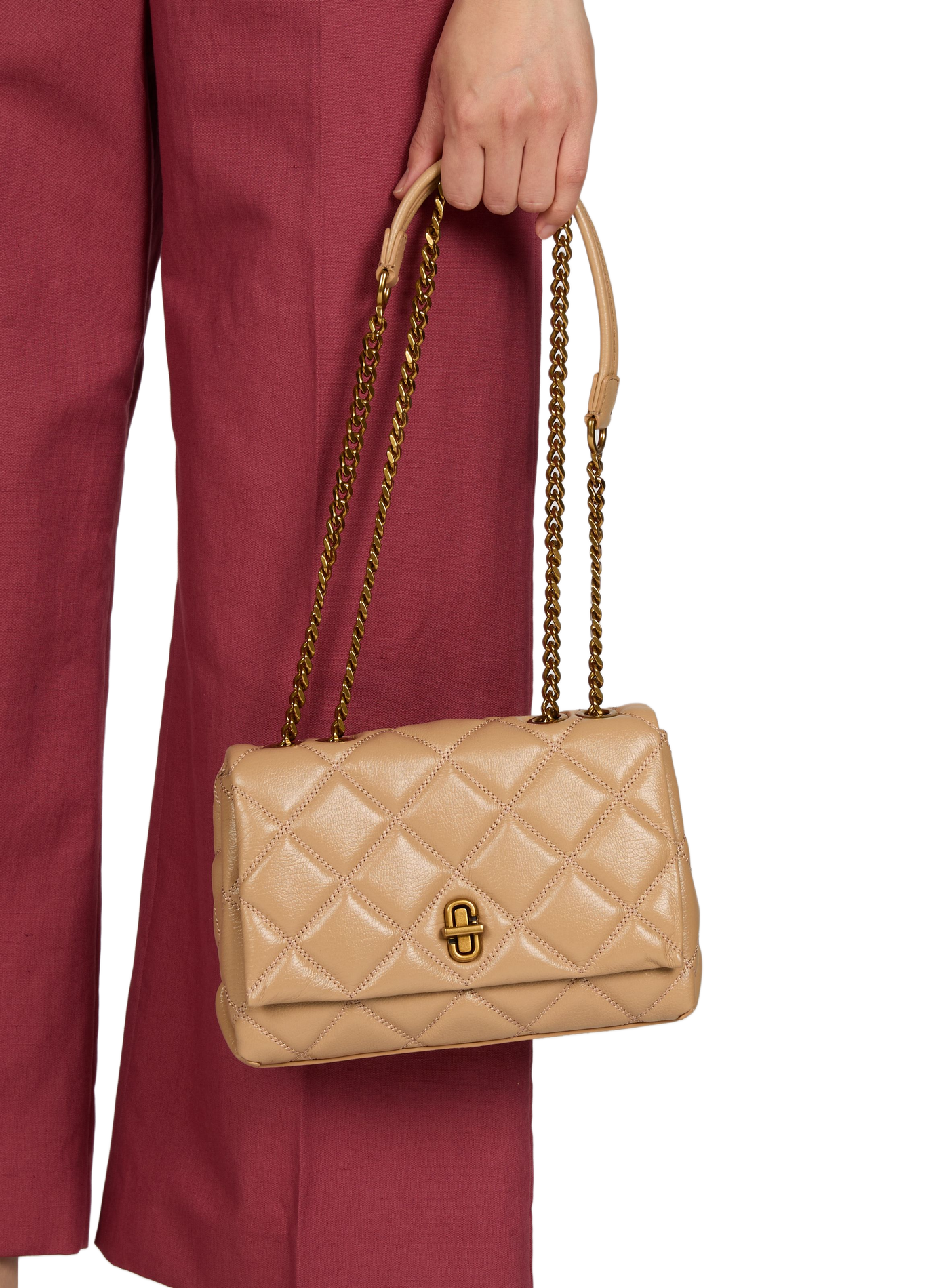 Sac à main à double chaîne en cuir MARC JACOBS Marron