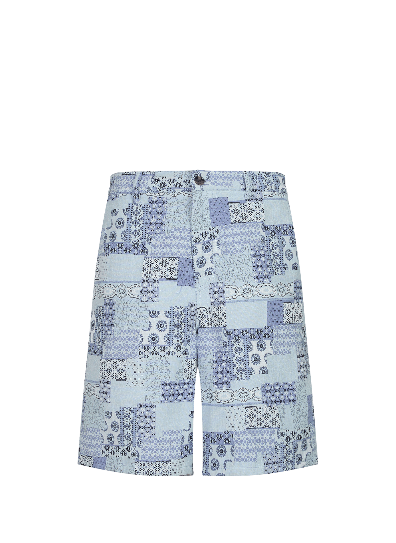 Short patchwork jacquard in mixed cotton LES DEUX Blue