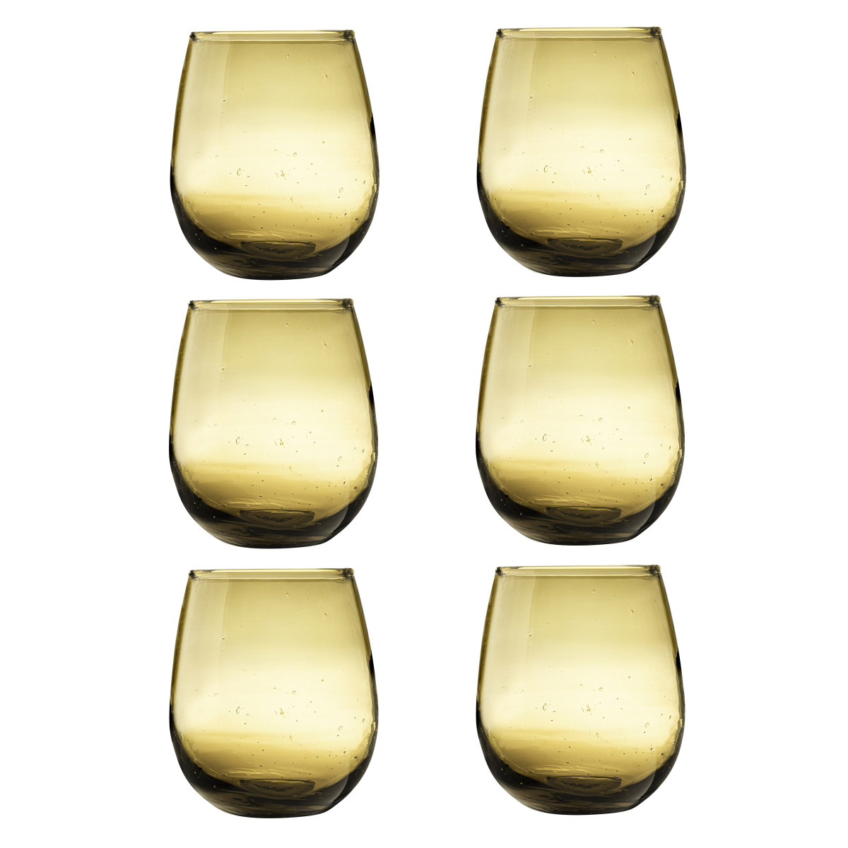 Nour - lot 6 gobelets 30 cl en verre recyclé soufflés bouche MEDARD DE NOBLAT Orange