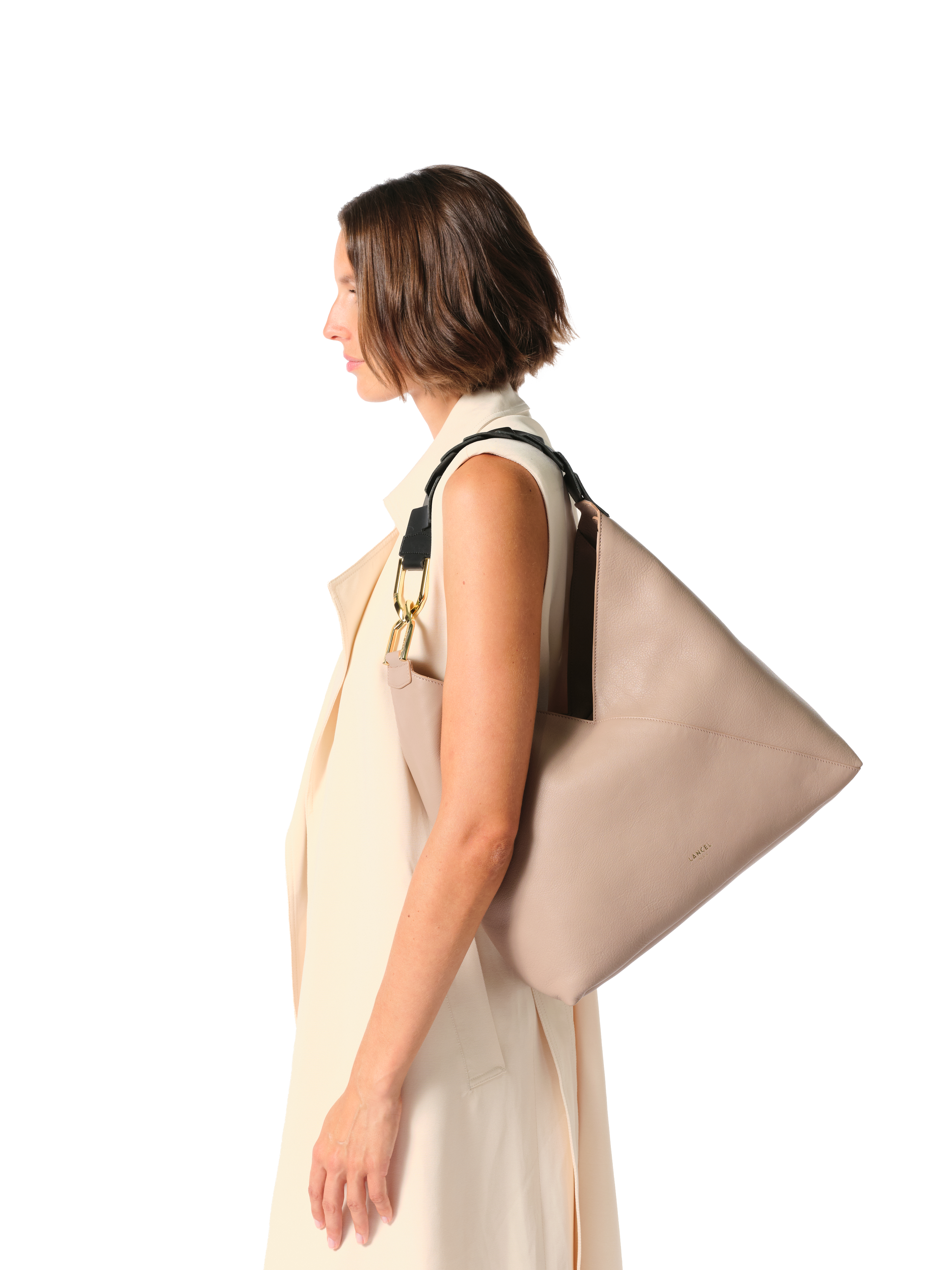 Hobo tas Pagode van Lancel in graan- en gladde kalfsleer LANCEL Beige