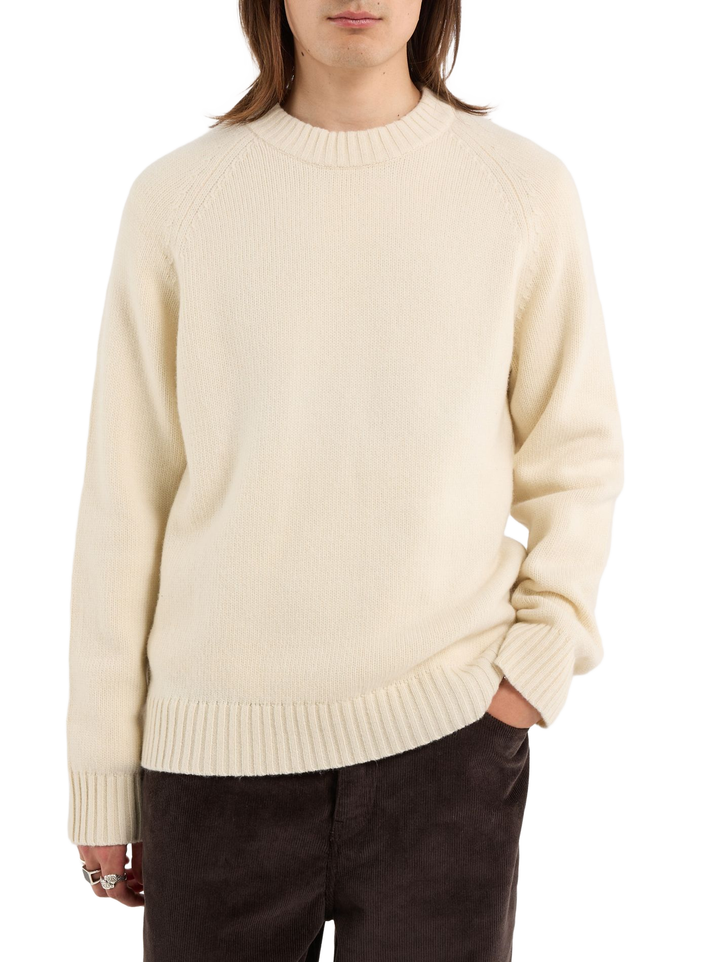 Round neck wool straight sweater SAISON 1865 Beige