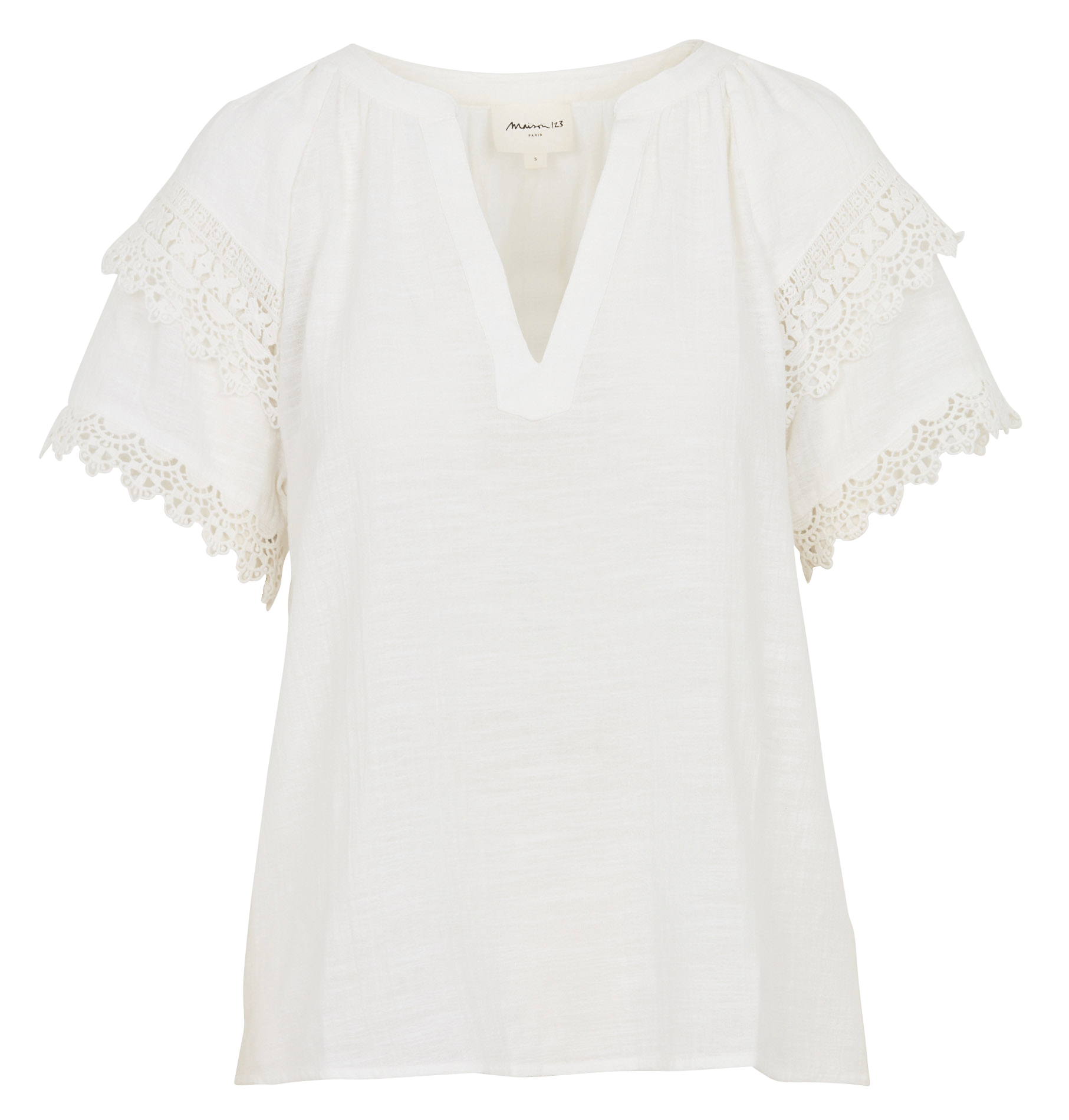 Blouse col v en coton mathis MAISON 123 Blanc
