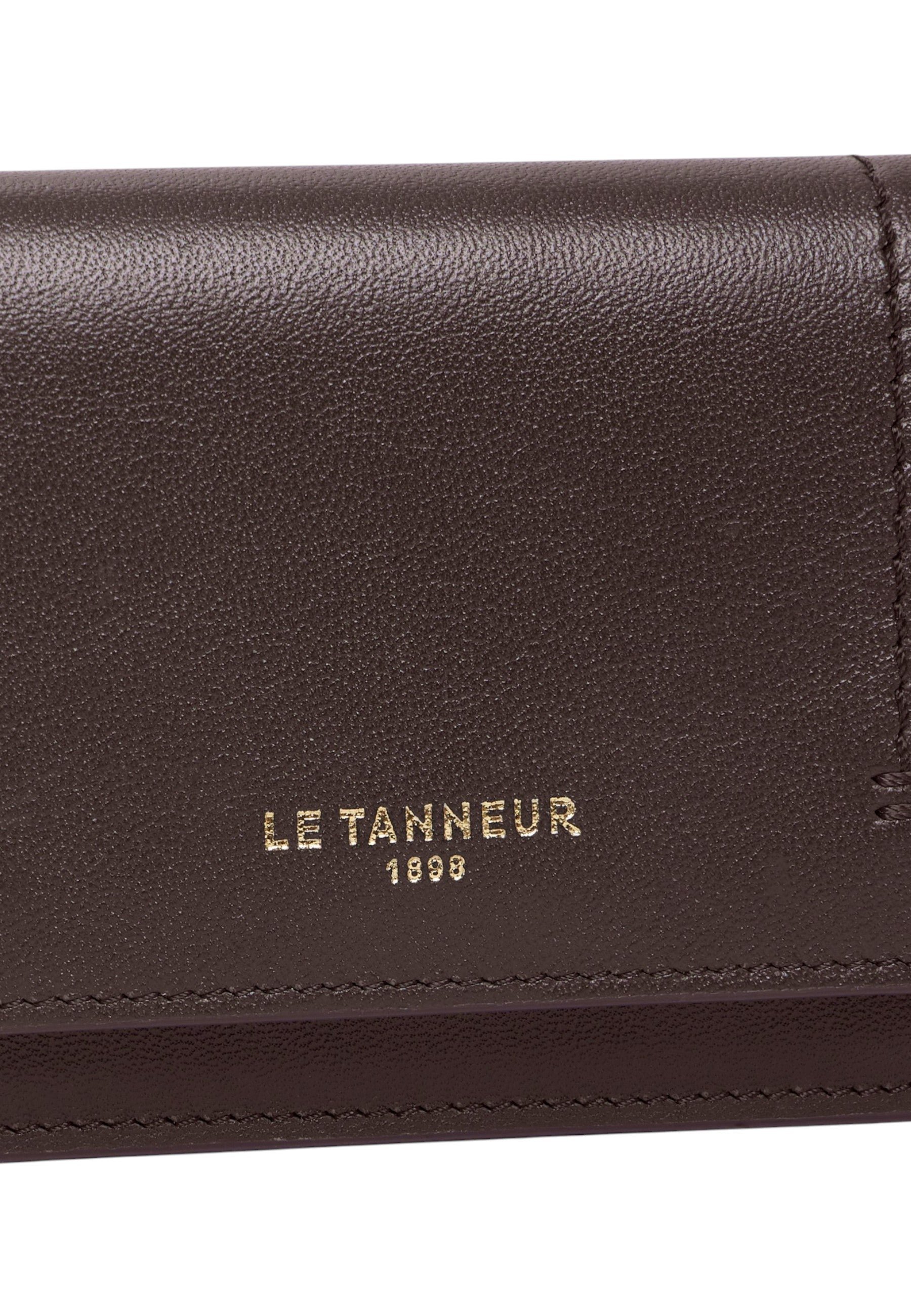Petit porte cartes à rabat louison en cuir lisse LE TANNEUR Marron