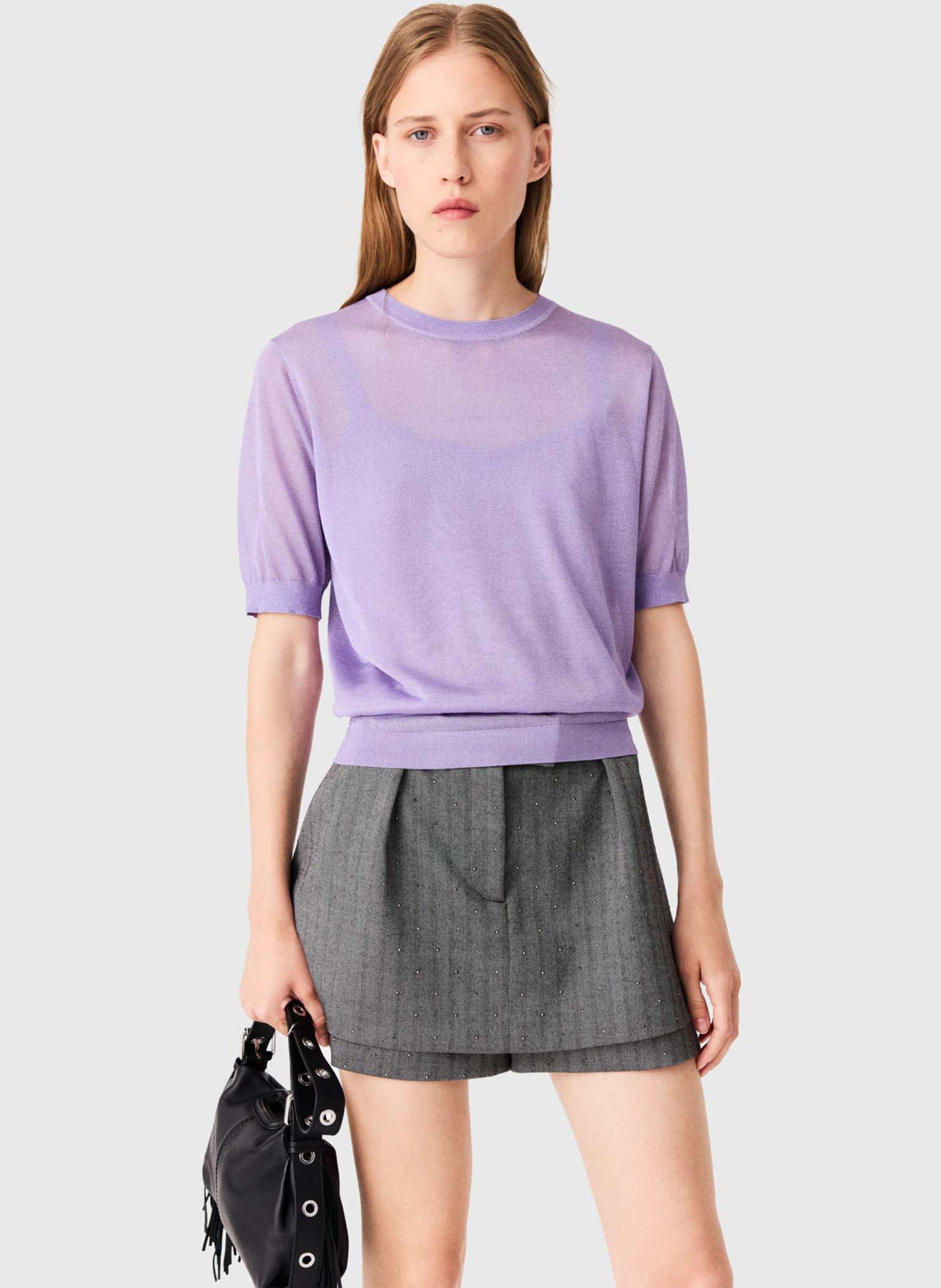 Tee-shirt droit métallisé MAJE Violet