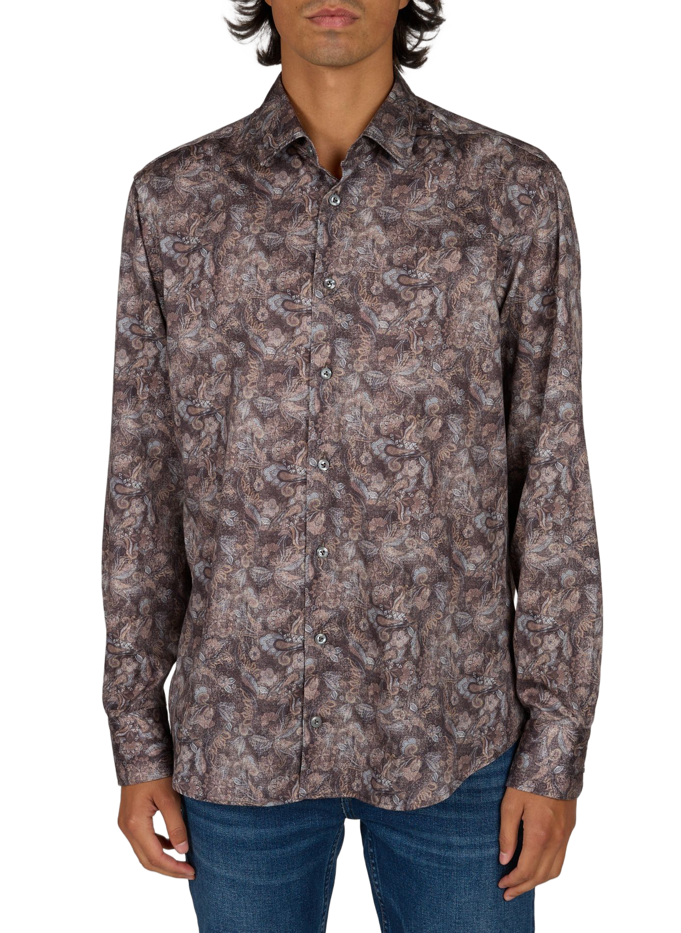 Printed straight cotton shirt VAN LAACK Blue