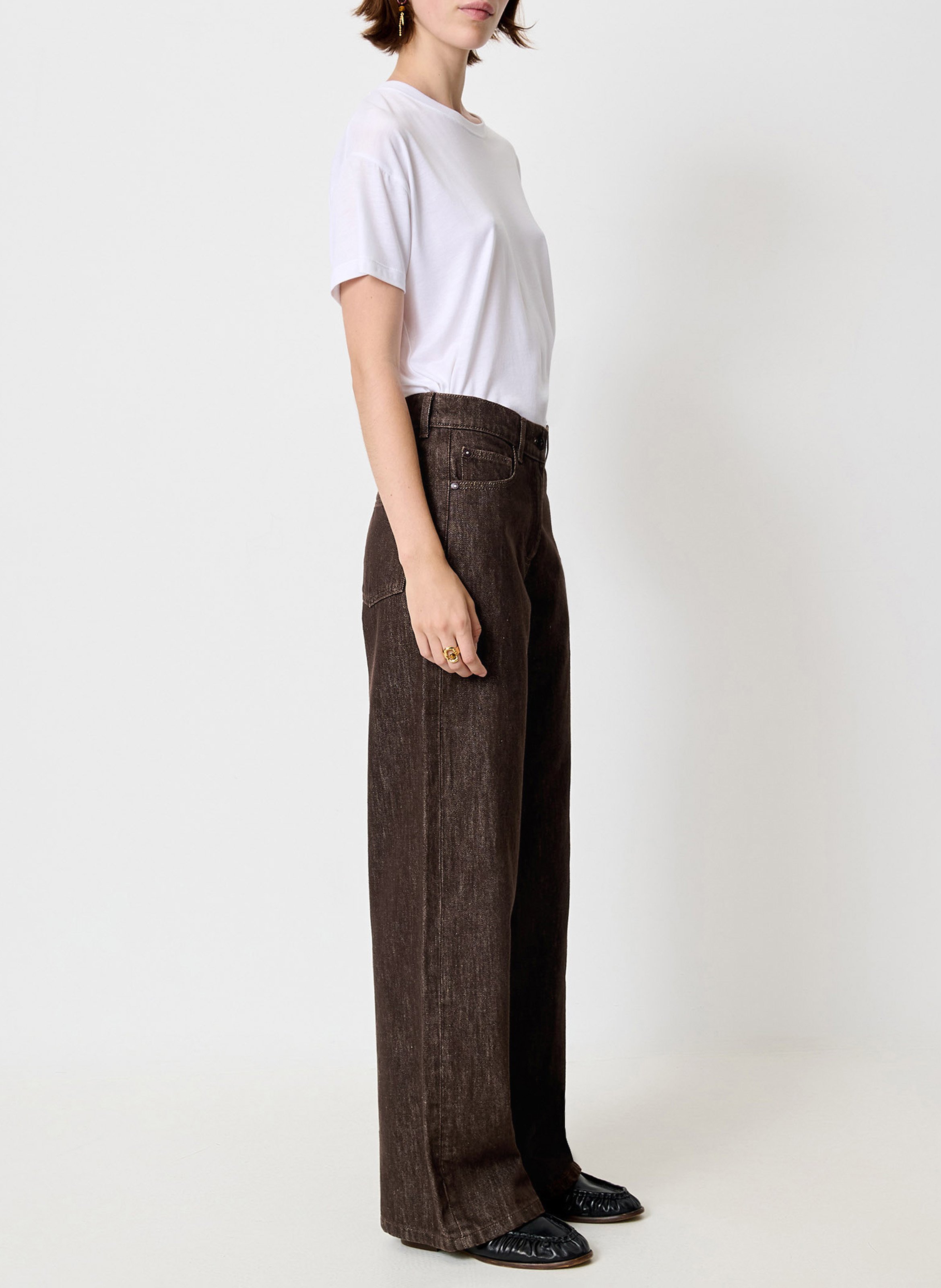 Jean droit en coton line SESSUN Marron
