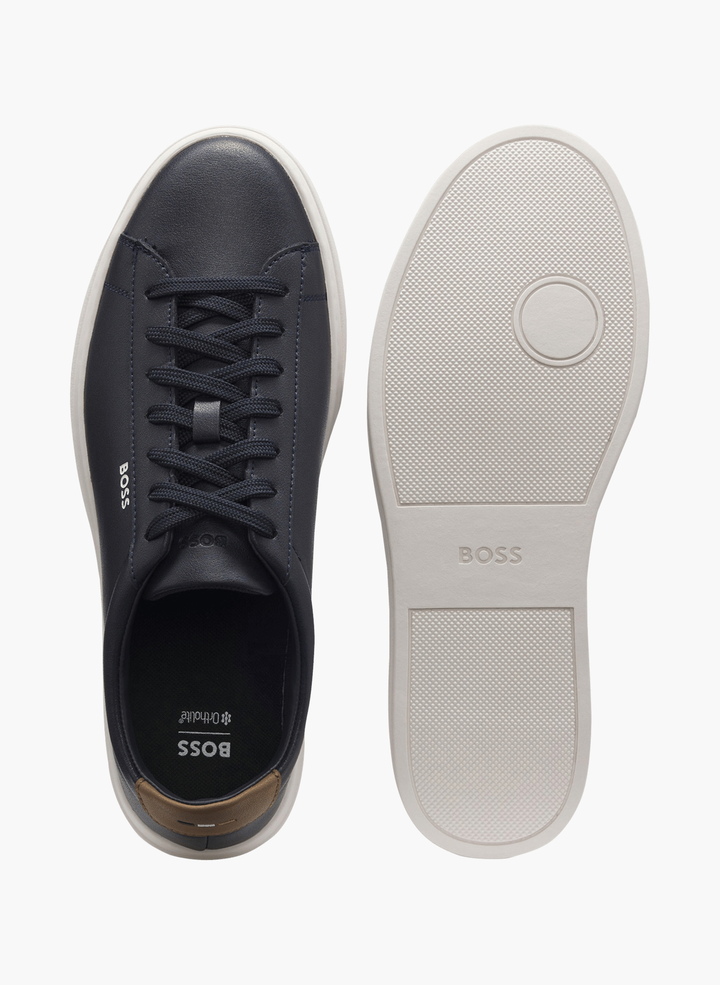 Baskets basses unies en cuir BOSS Bleu