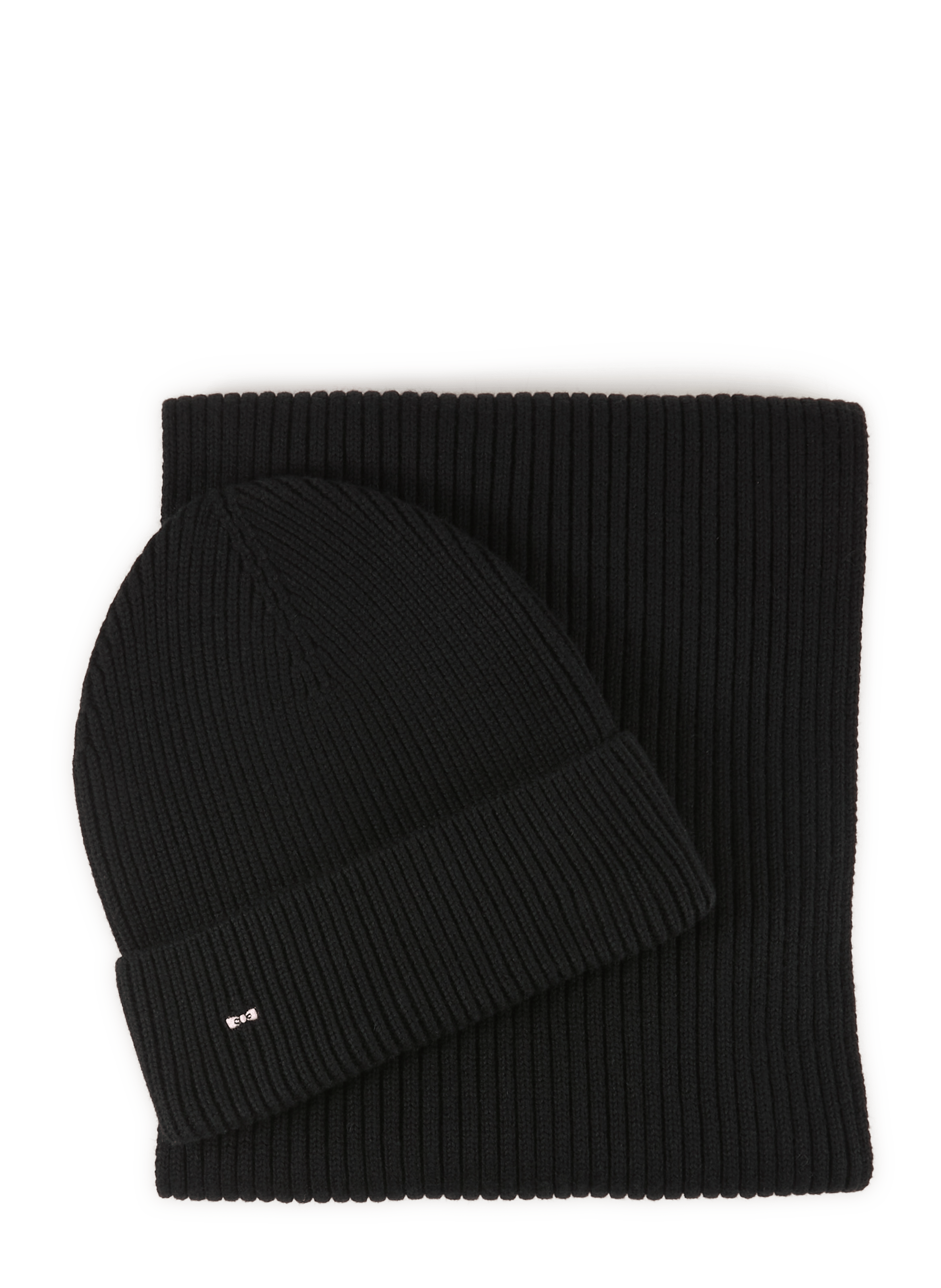 Écharpe et bonnet en laine et coton  Noir