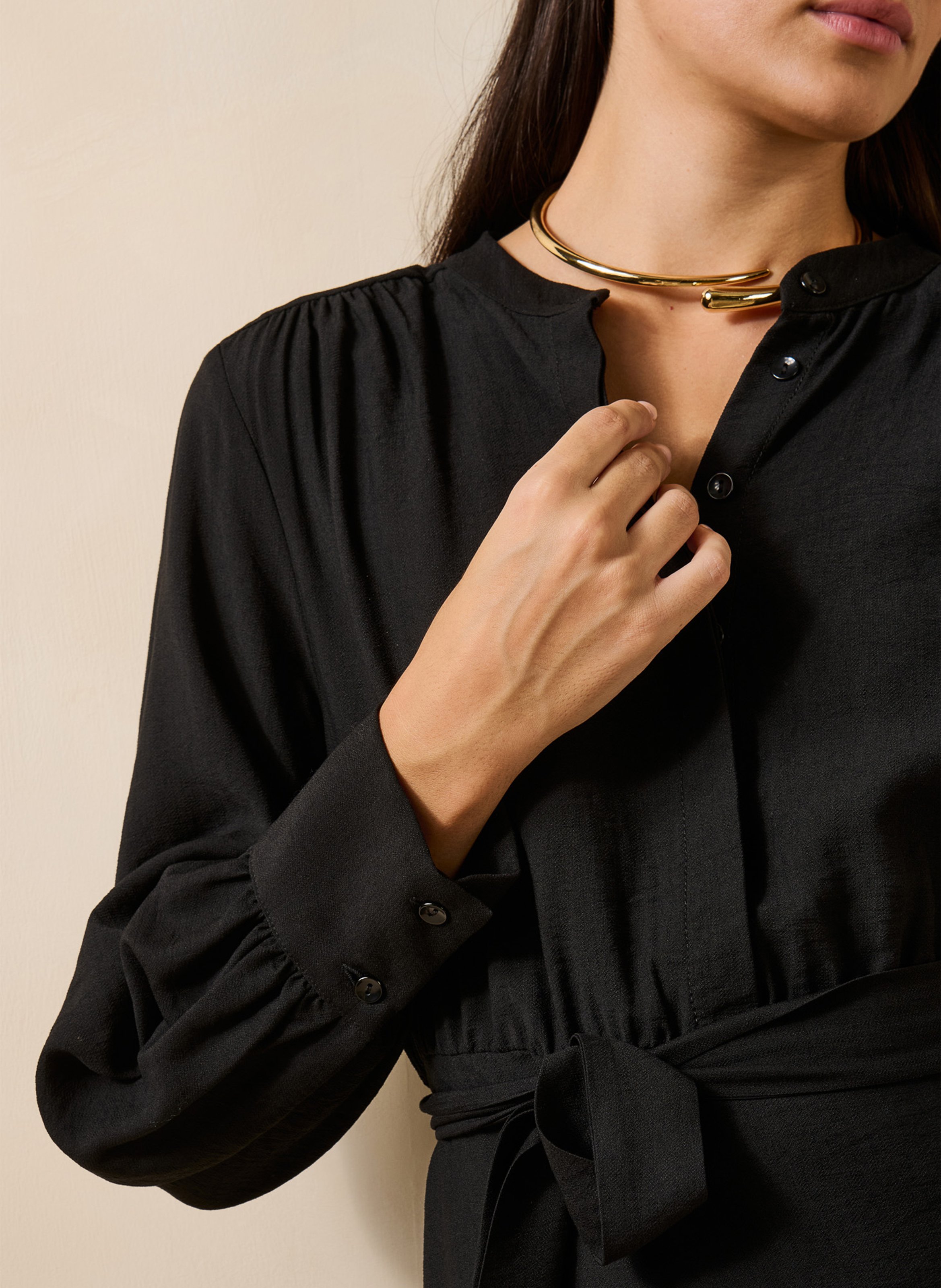 Midi jurk met ronde hals LA FEE MARABOUTEE Zwart