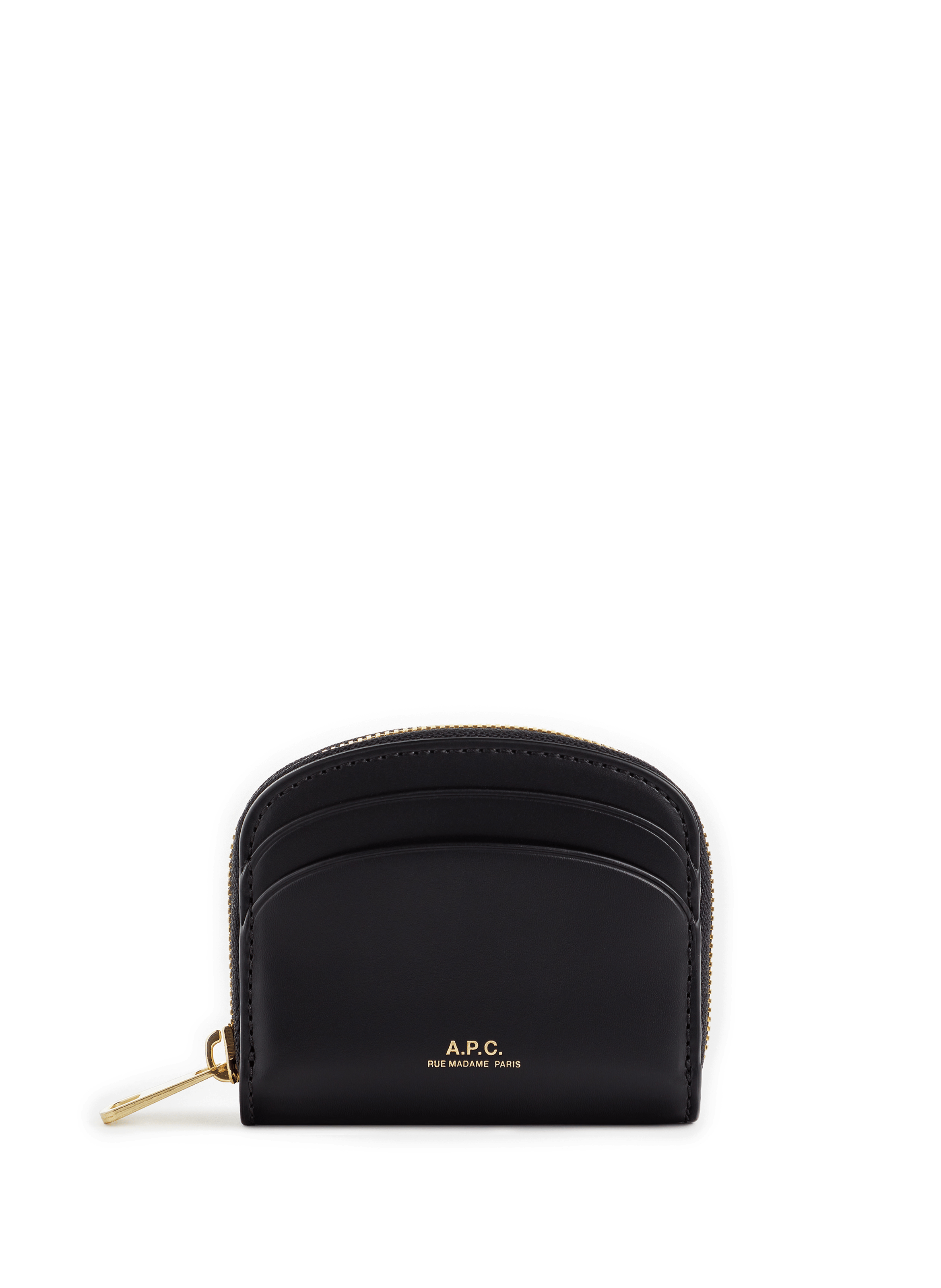 Compact half-moon leather wallet A.P.C. Black