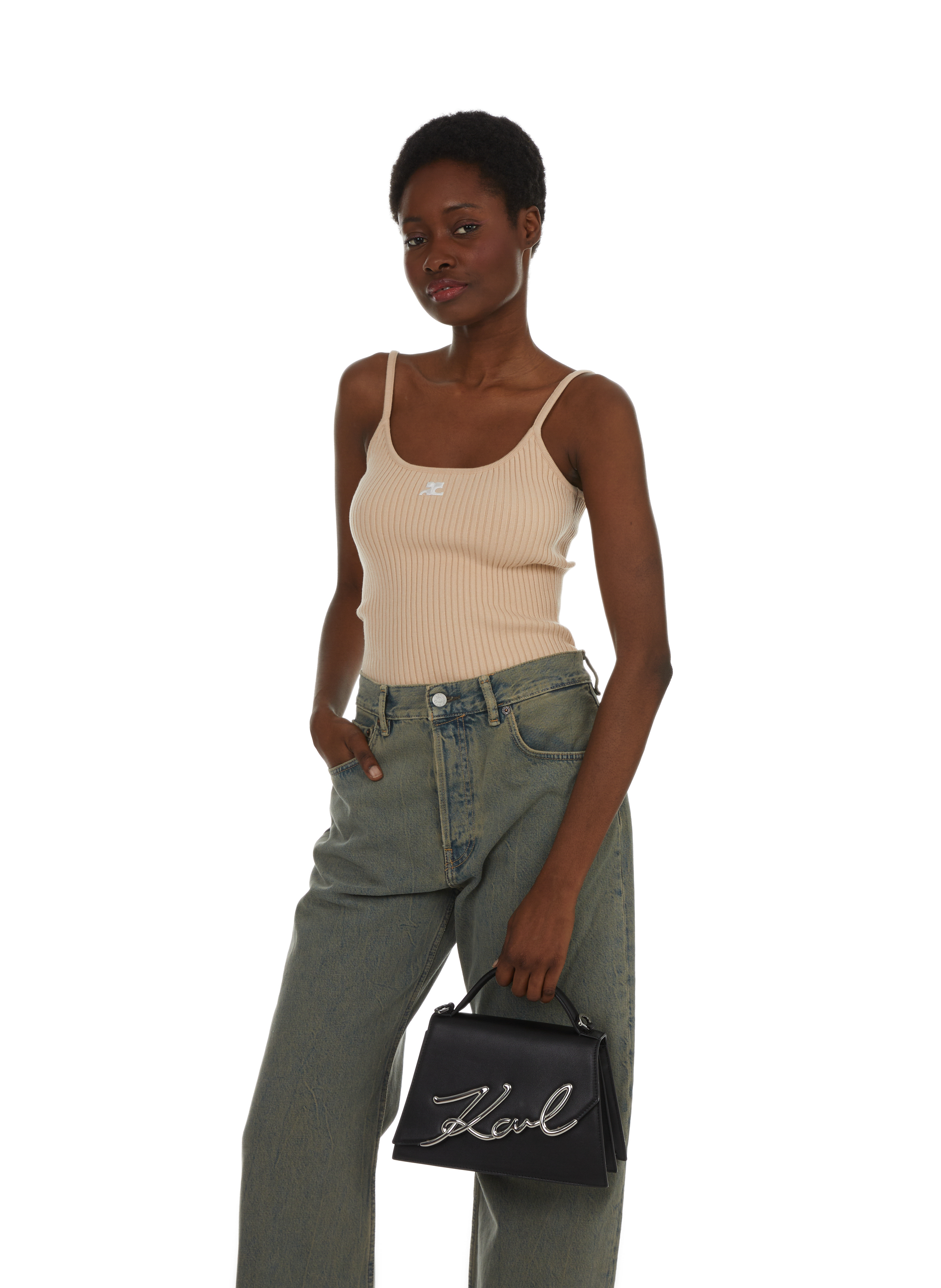 Sac K/Signature 2.0 en cuir KARL LAGERFELD Noir