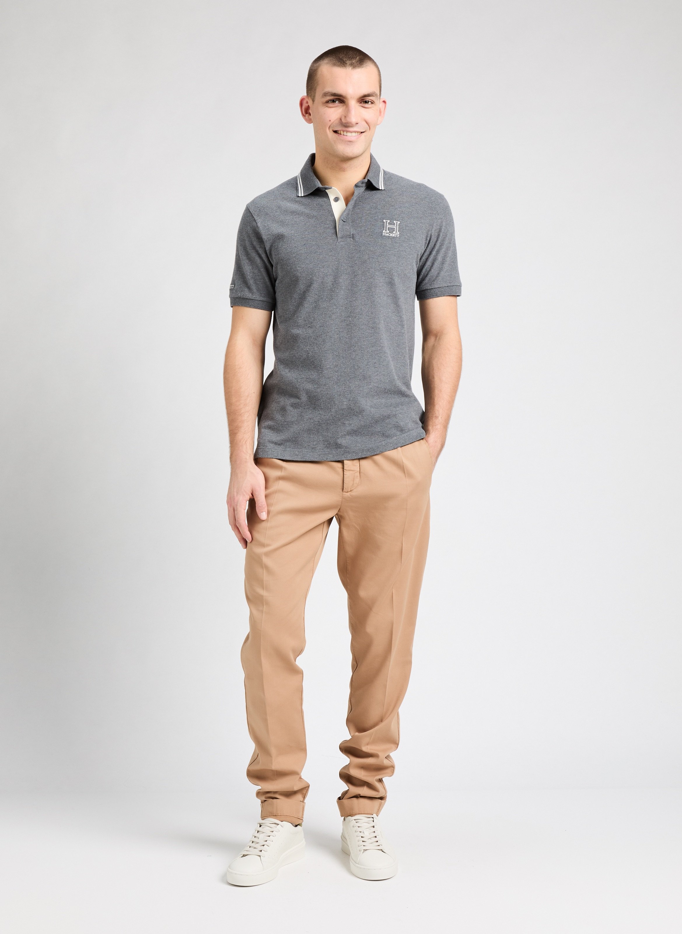 Polo Heritage en coton HACKETT Gris