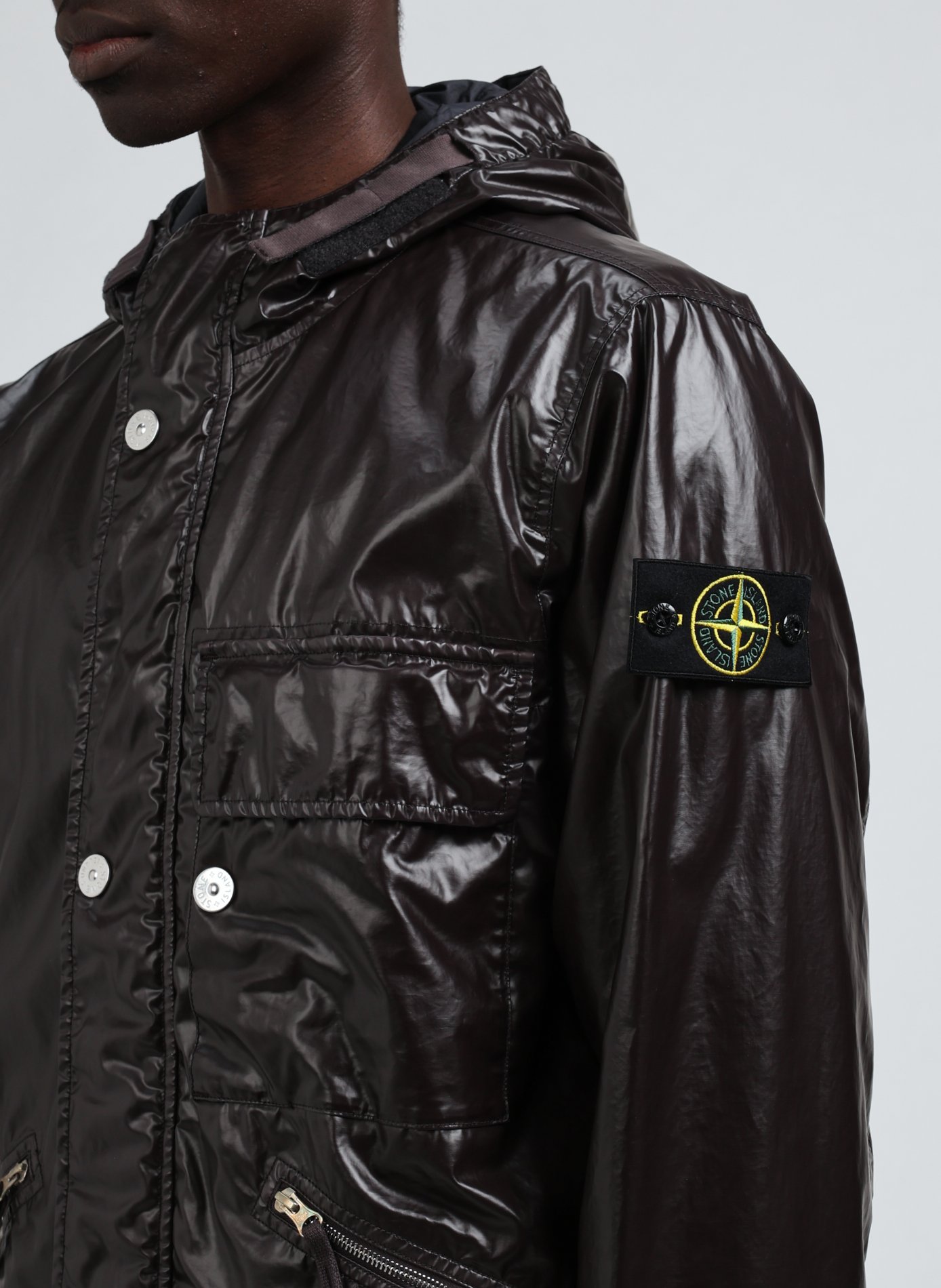 Veste à capuche en coton mélangé STONE ISLAND Gris