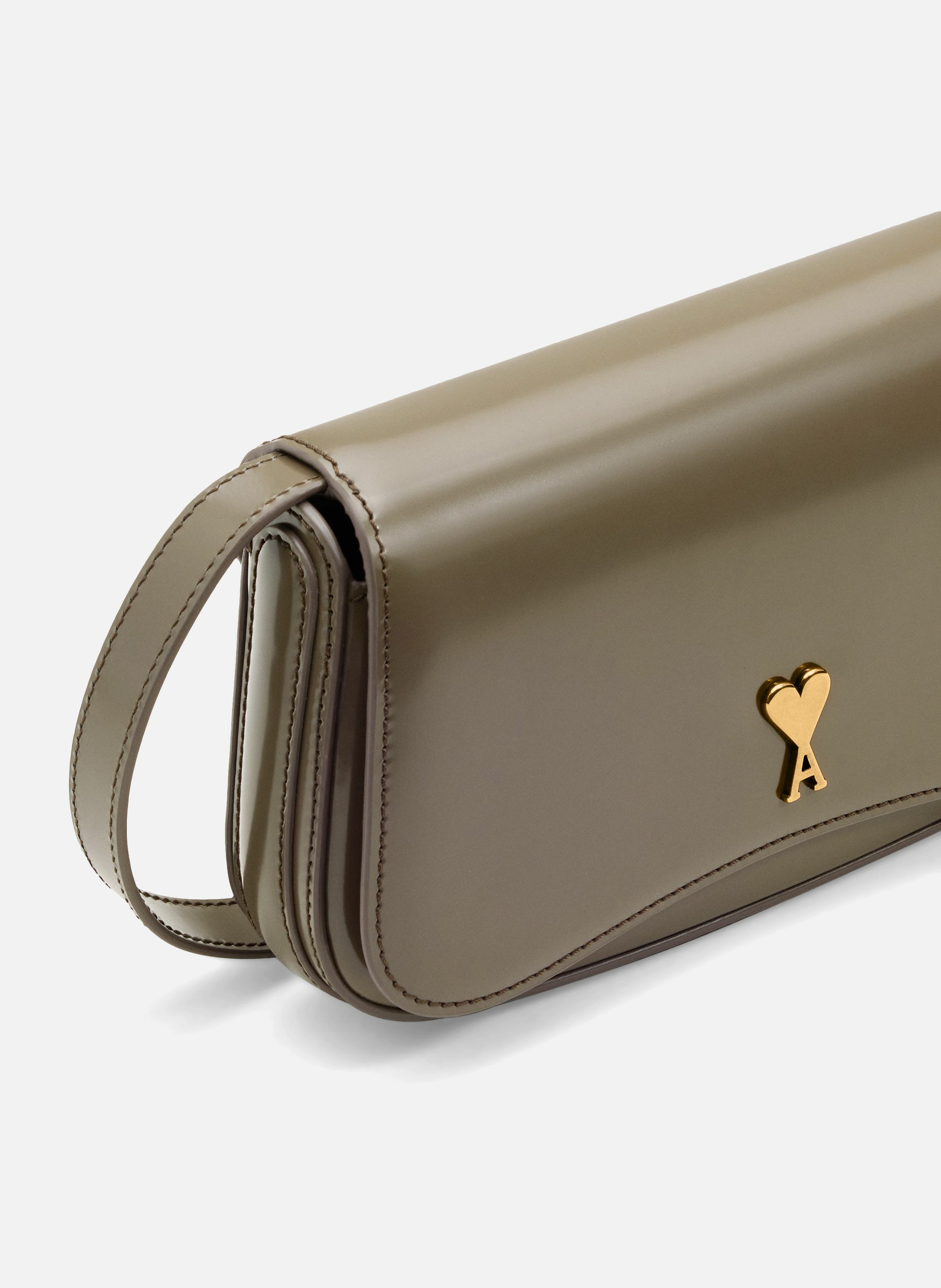 Sac porté croisé paris paris petit en cuir glacé unisexe AMI PARIS Gris