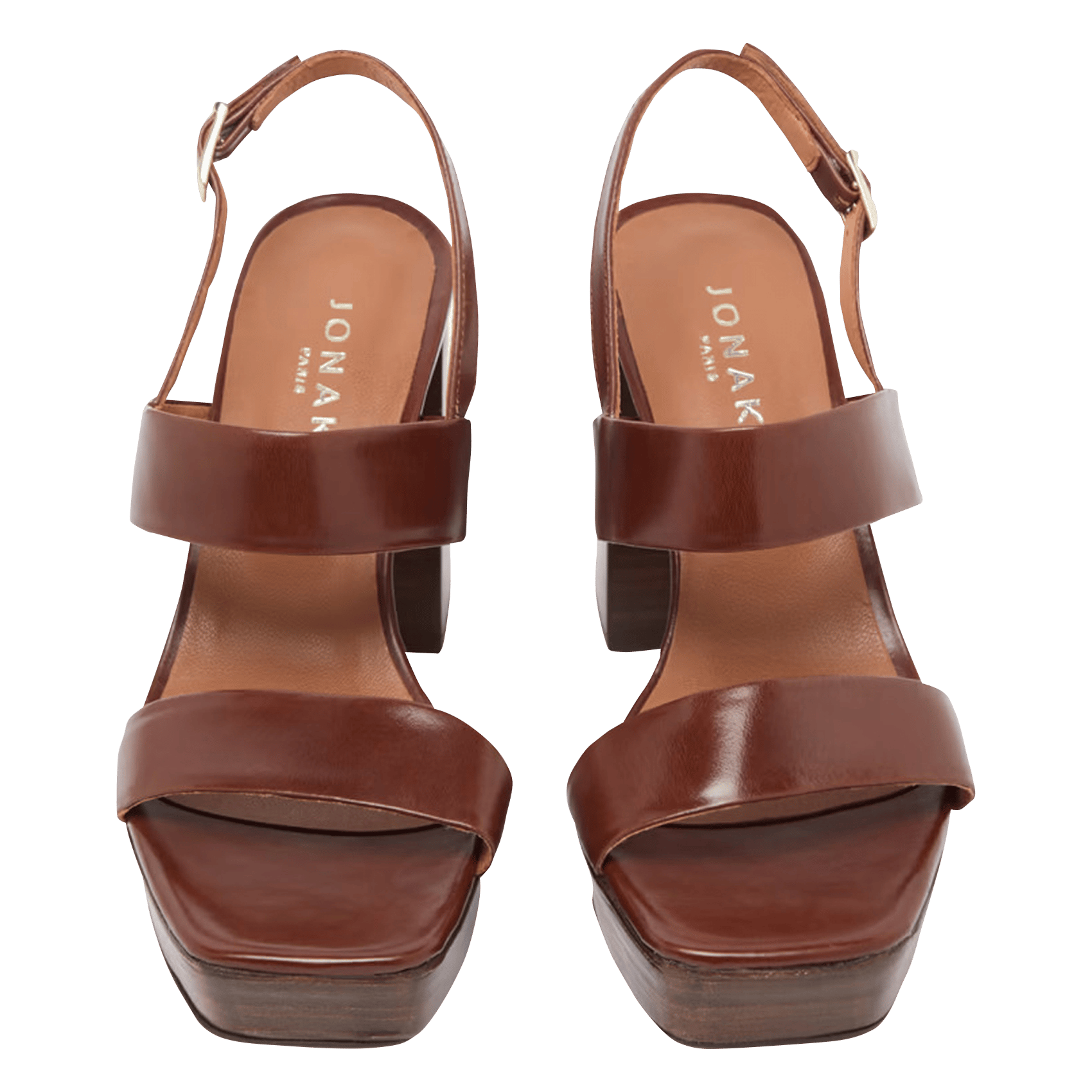 Sandales à talons en cuir verde JONAK Marron