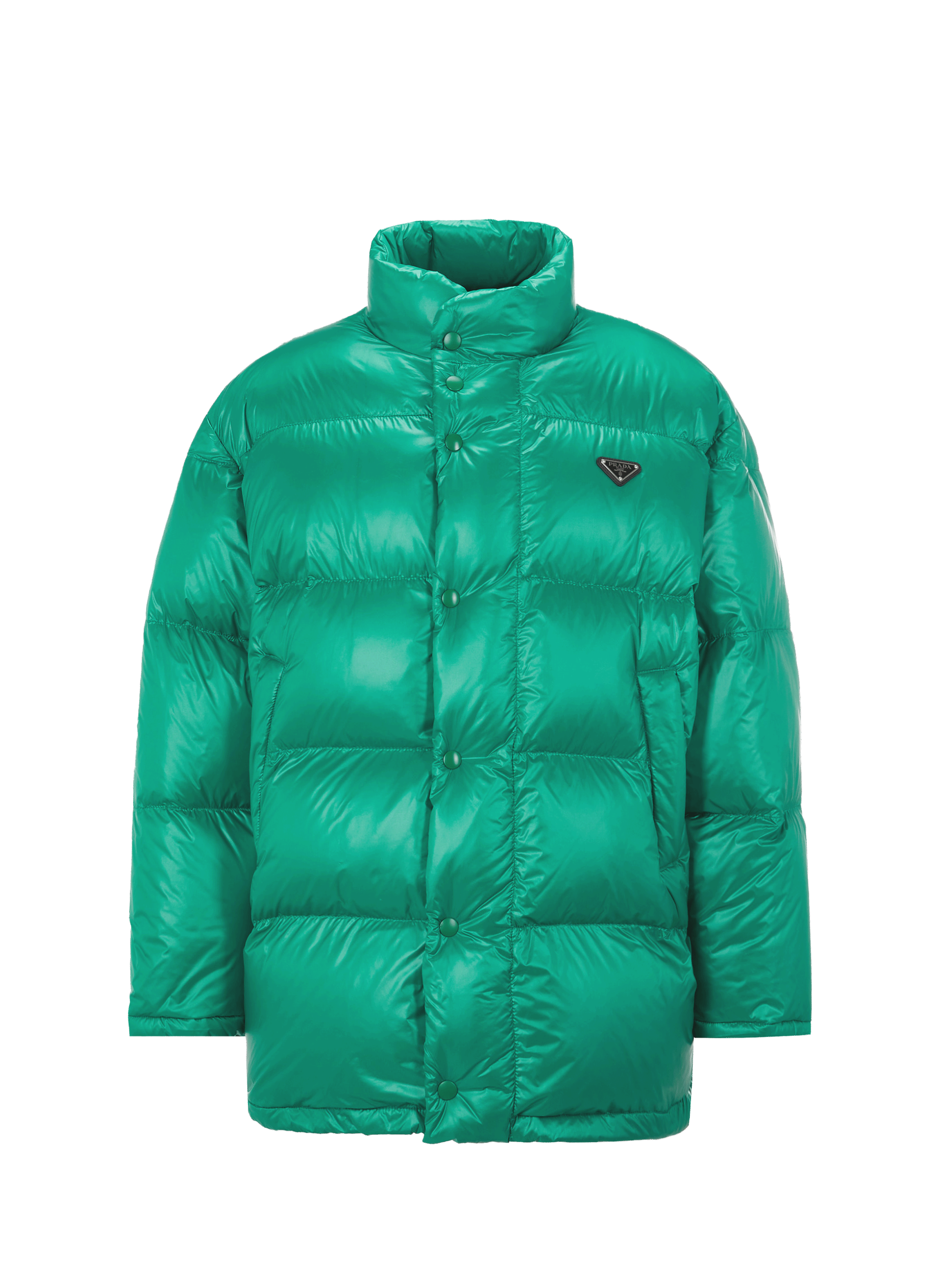 Recycled nylon oversized down jacket PRADA Green